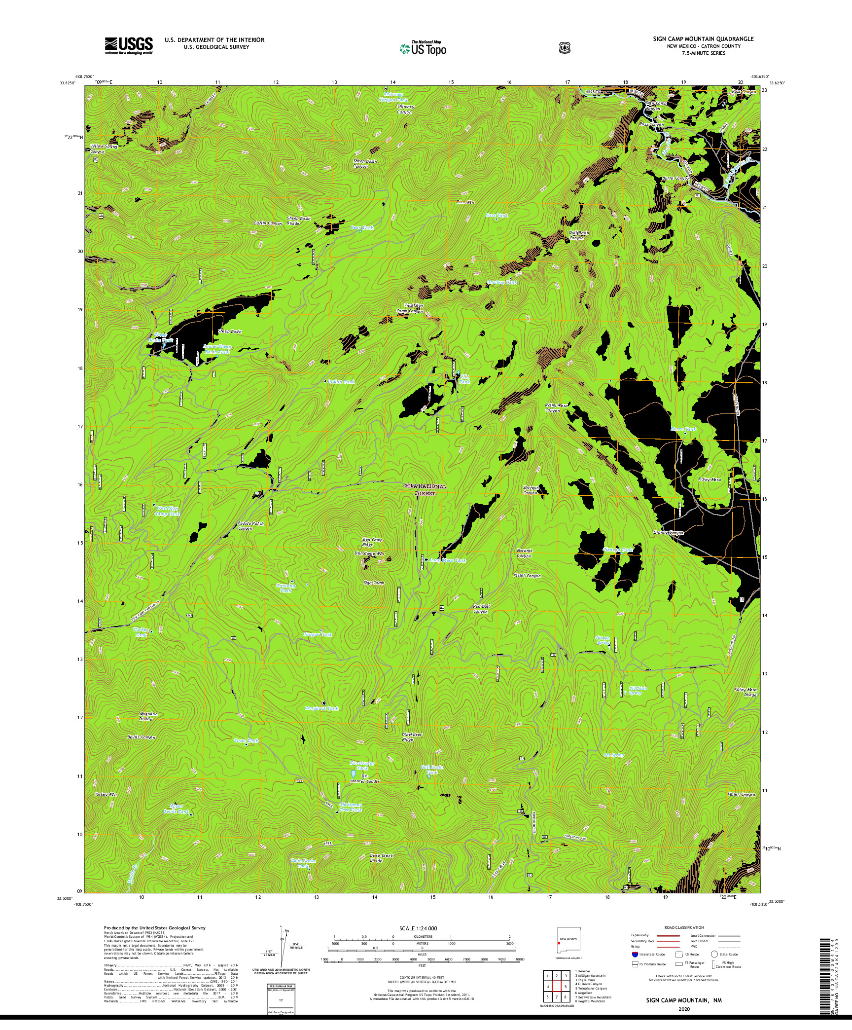 USGS US TOPO 7.5-MINUTE MAP FOR SIGN CAMP MOUNTAIN, NM 2020