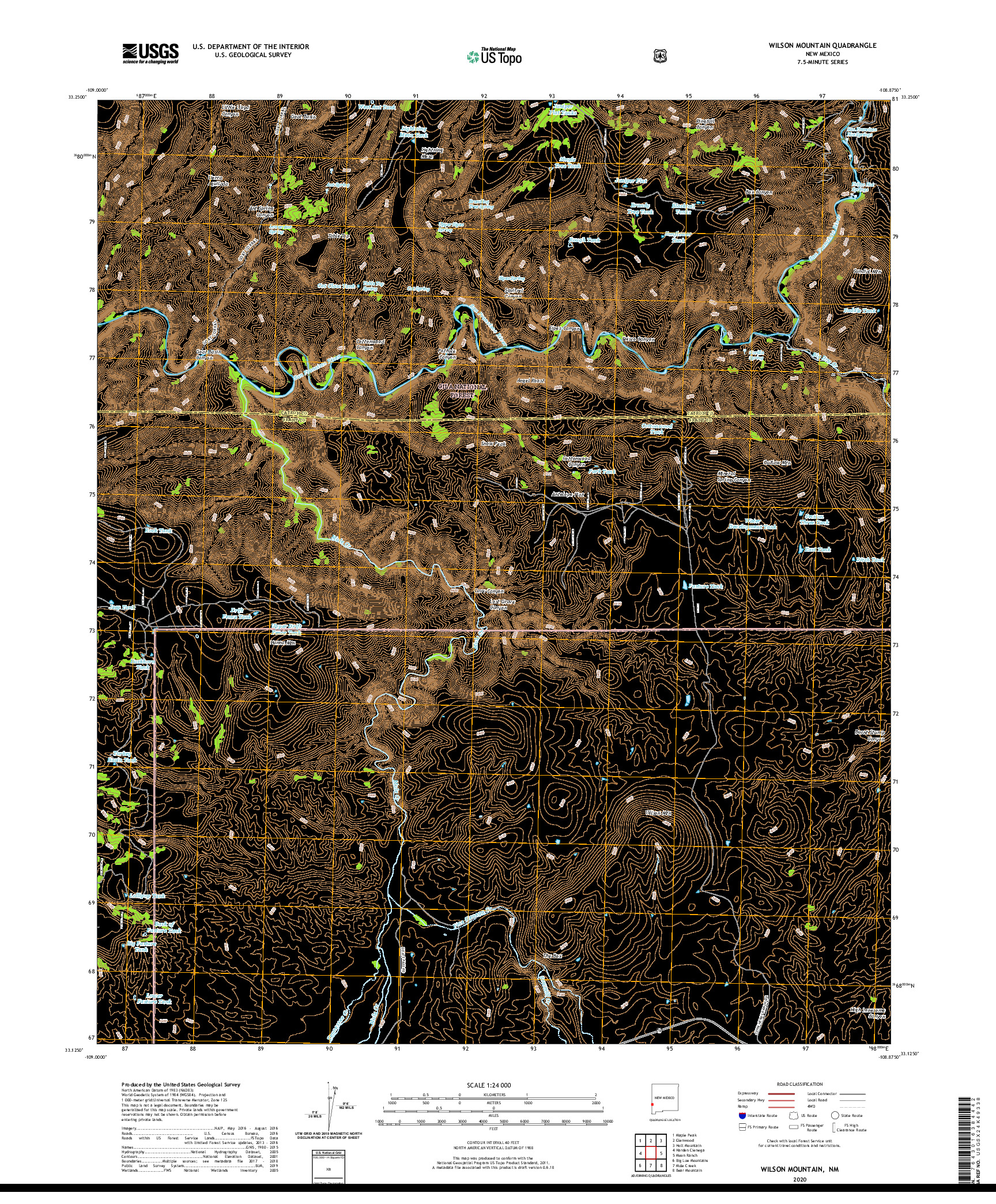 USGS US TOPO 7.5-MINUTE MAP FOR WILSON MOUNTAIN, NM 2020