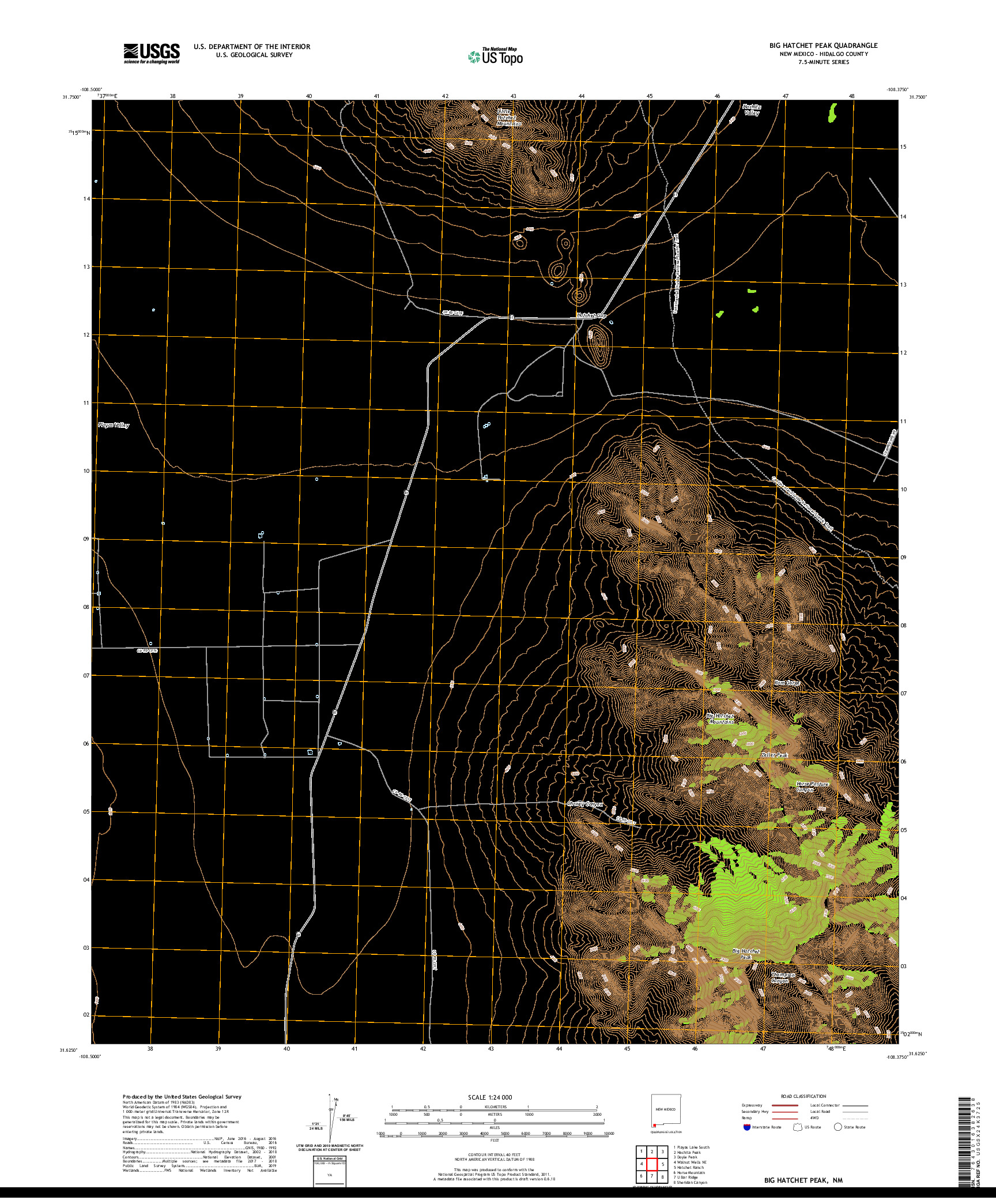 USGS US TOPO 7.5-MINUTE MAP FOR BIG HATCHET PEAK, NM 2020