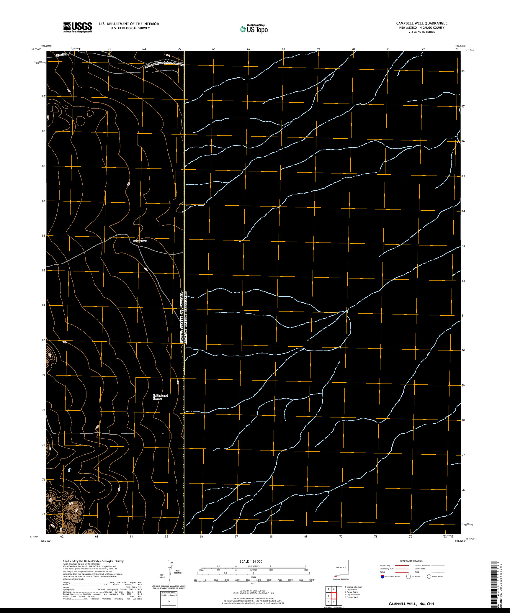 USGS US TOPO 7.5-MINUTE MAP FOR CAMPBELL WELL, NM,CHH 2020