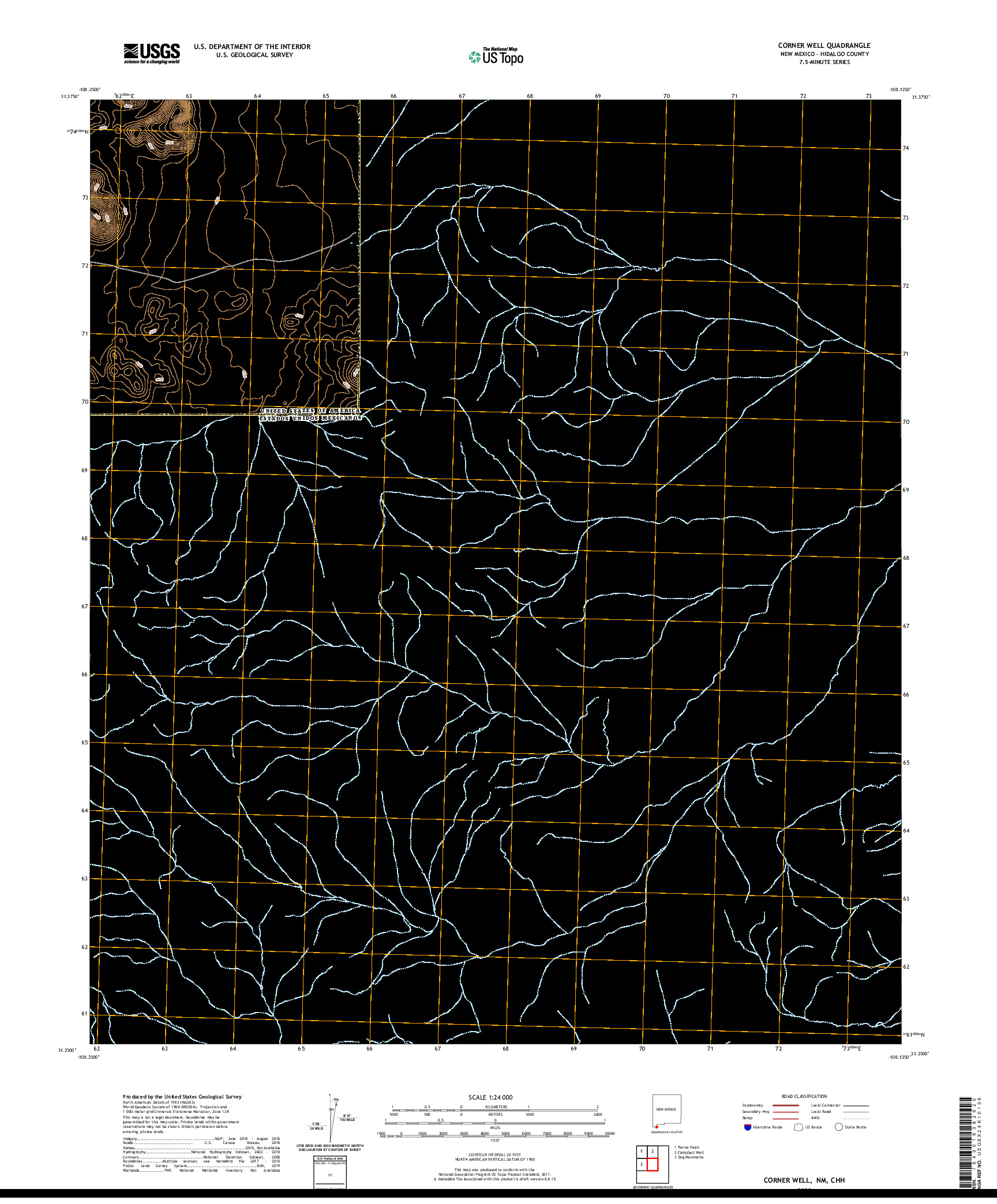USGS US TOPO 7.5-MINUTE MAP FOR CORNER WELL, NM,CHH 2020