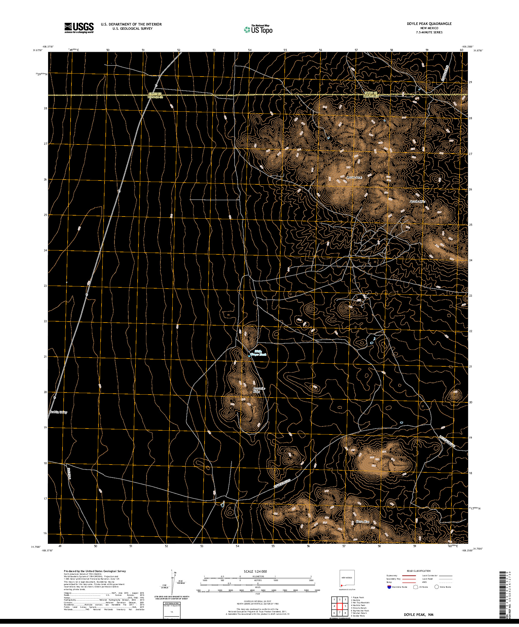 USGS US TOPO 7.5-MINUTE MAP FOR DOYLE PEAK, NM 2020