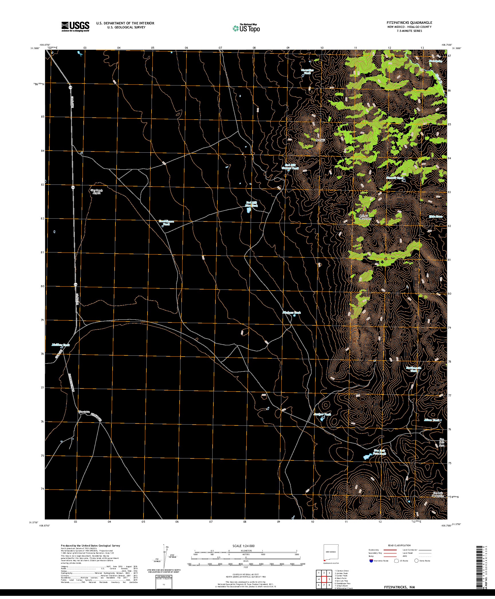 USGS US TOPO 7.5-MINUTE MAP FOR FITZPATRICKS, NM 2020