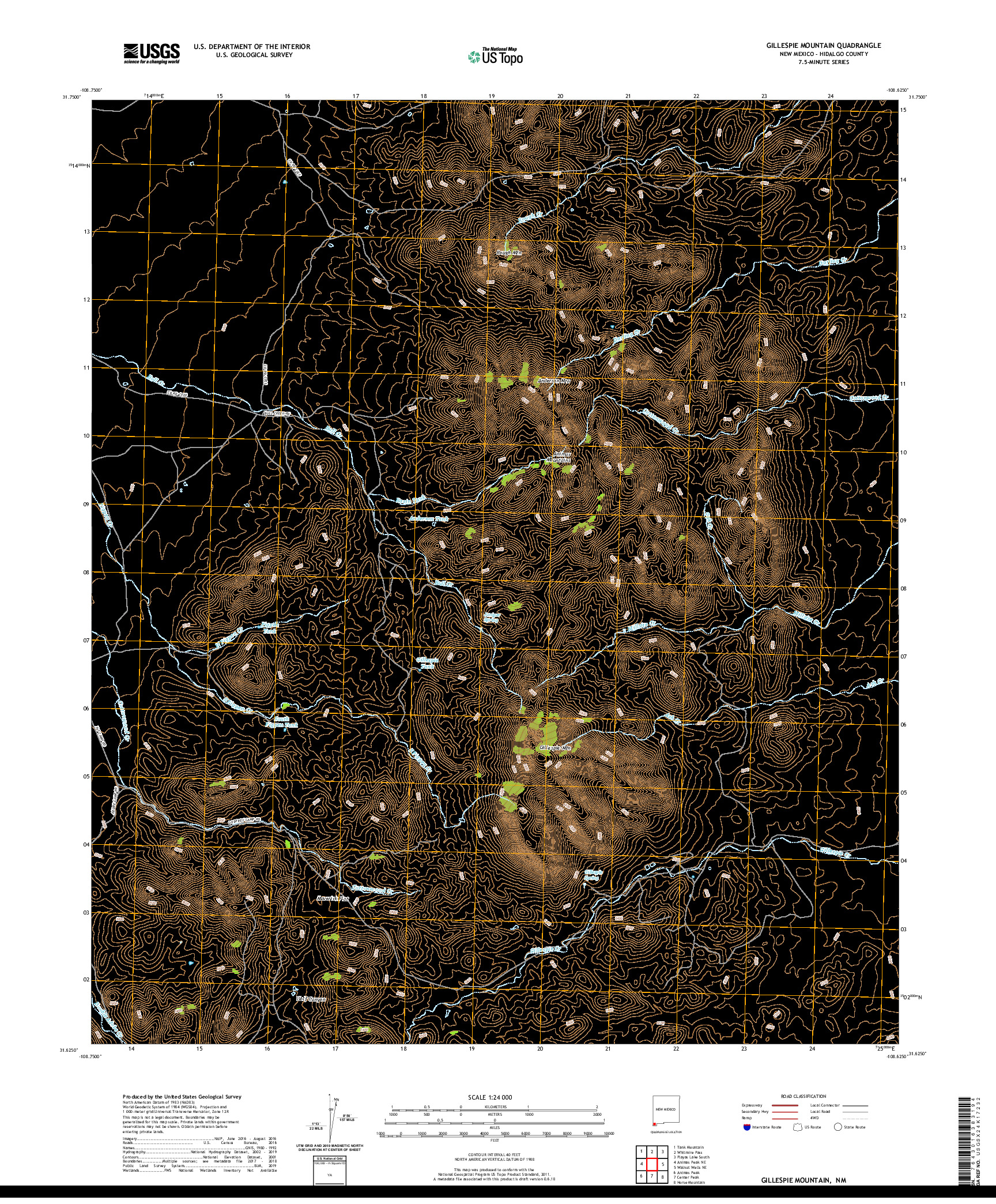 USGS US TOPO 7.5-MINUTE MAP FOR GILLESPIE MOUNTAIN, NM 2020