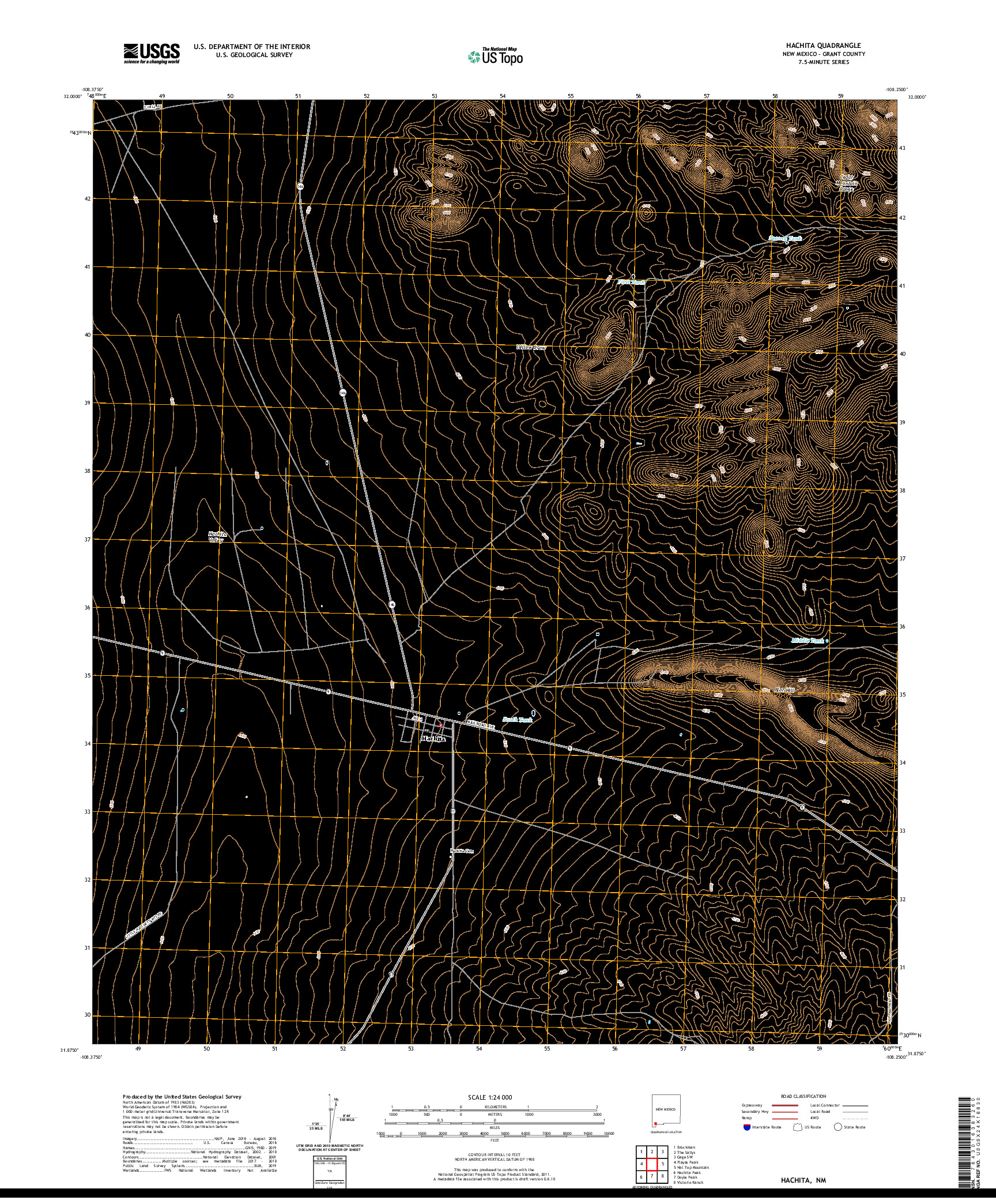 USGS US TOPO 7.5-MINUTE MAP FOR HACHITA, NM 2020