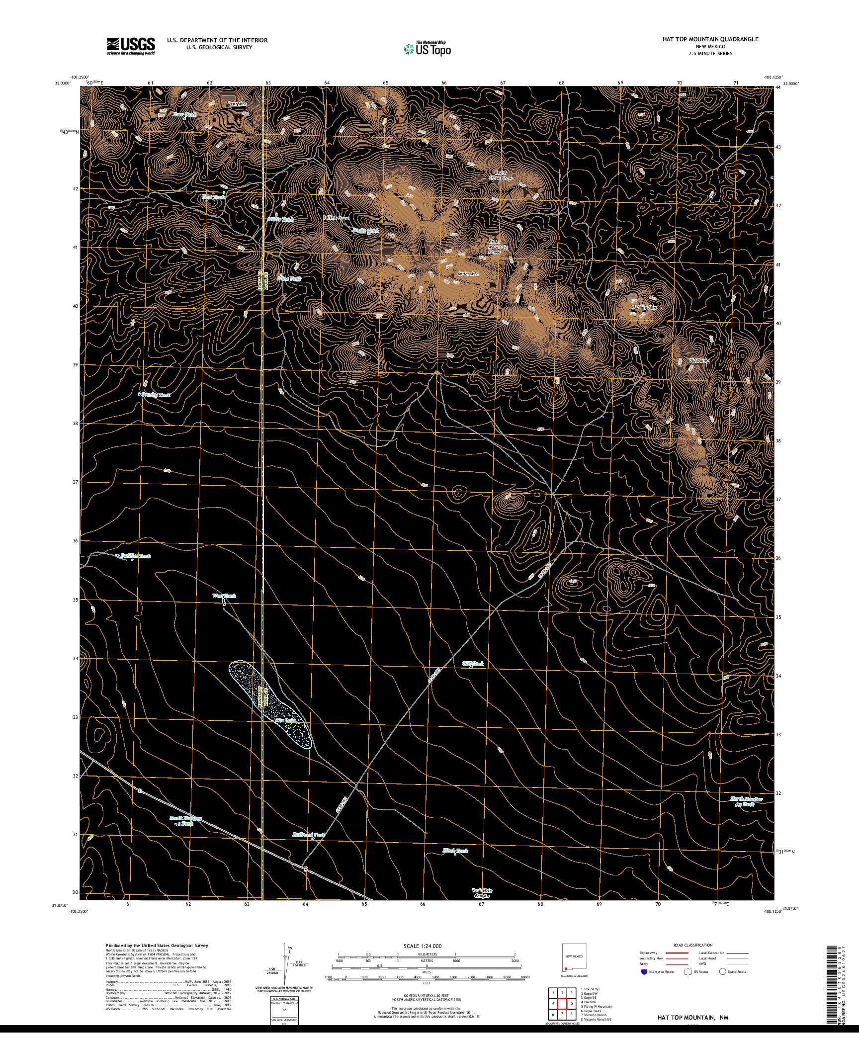 USGS US TOPO 7.5-MINUTE MAP FOR HAT TOP MOUNTAIN, NM 2020