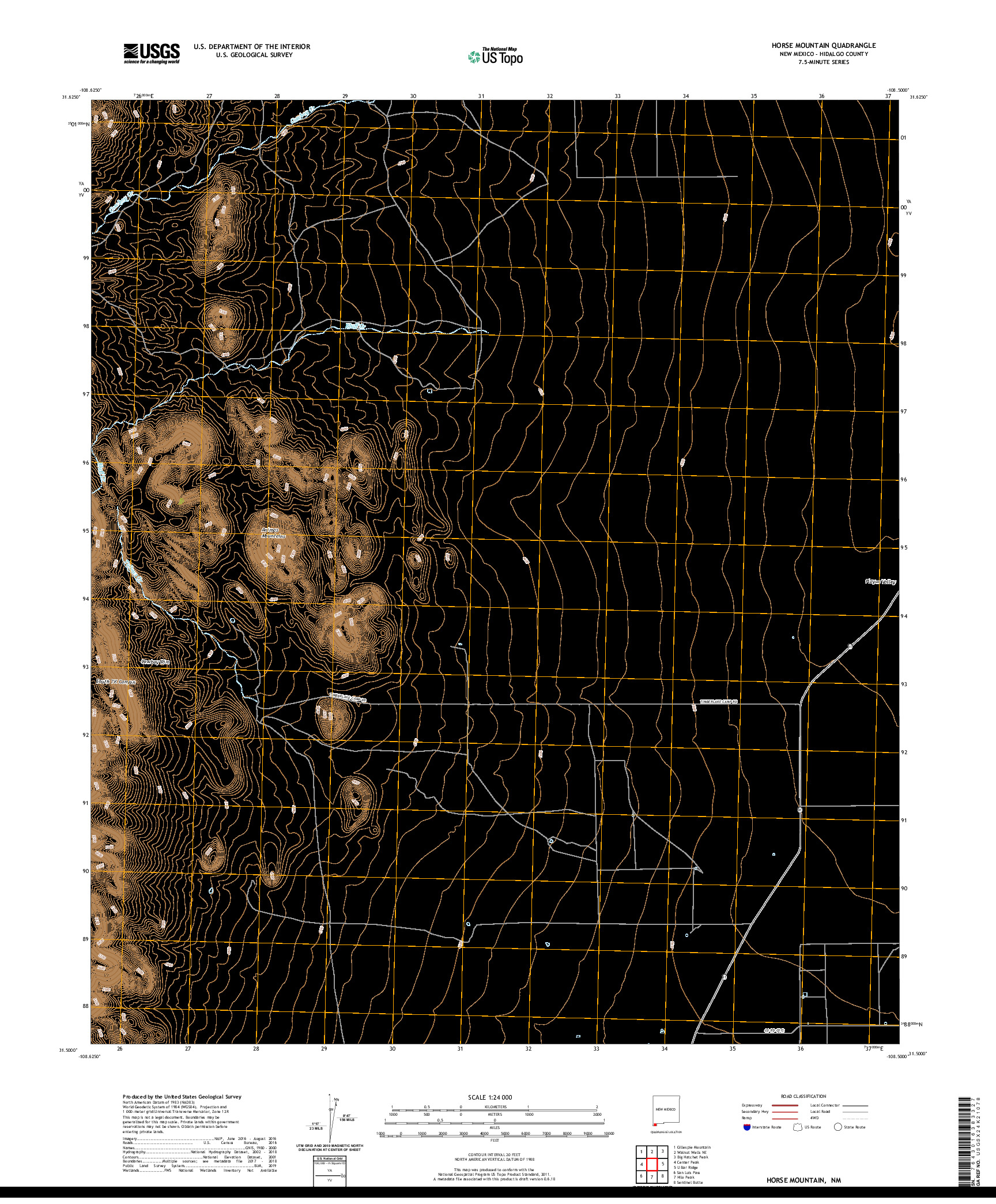 USGS US TOPO 7.5-MINUTE MAP FOR HORSE MOUNTAIN, NM 2020