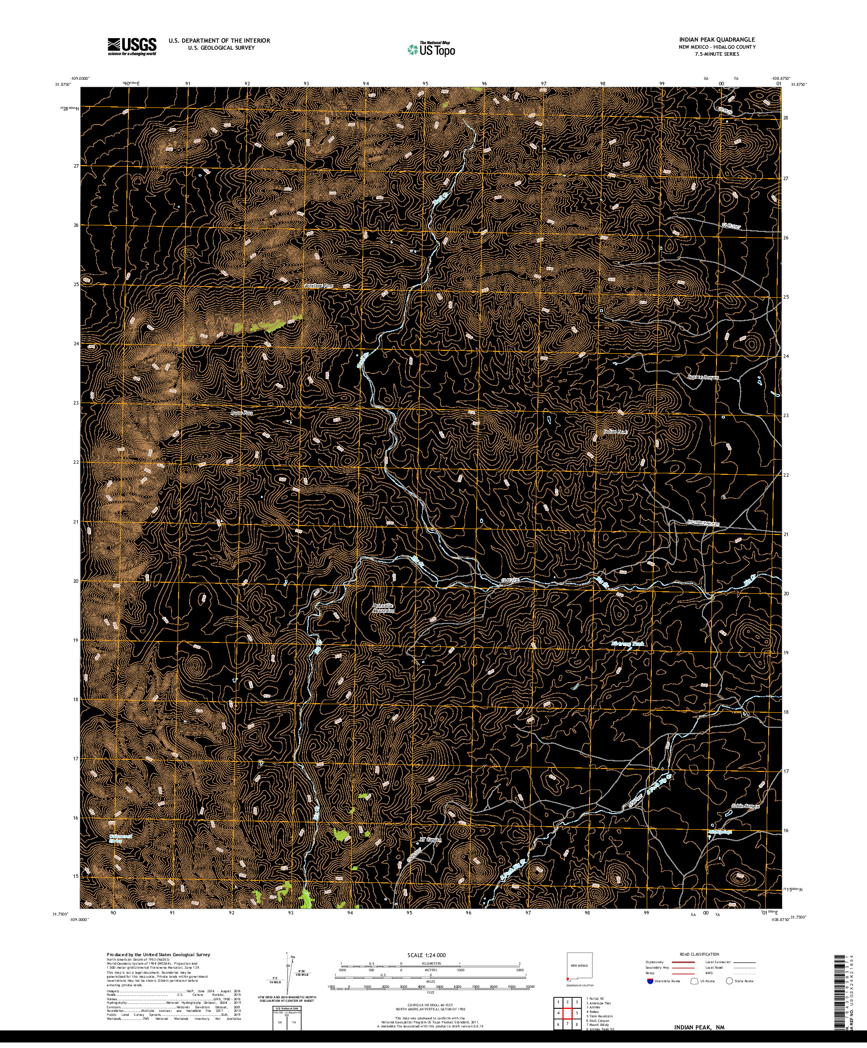 USGS US TOPO 7.5-MINUTE MAP FOR INDIAN PEAK, NM 2020