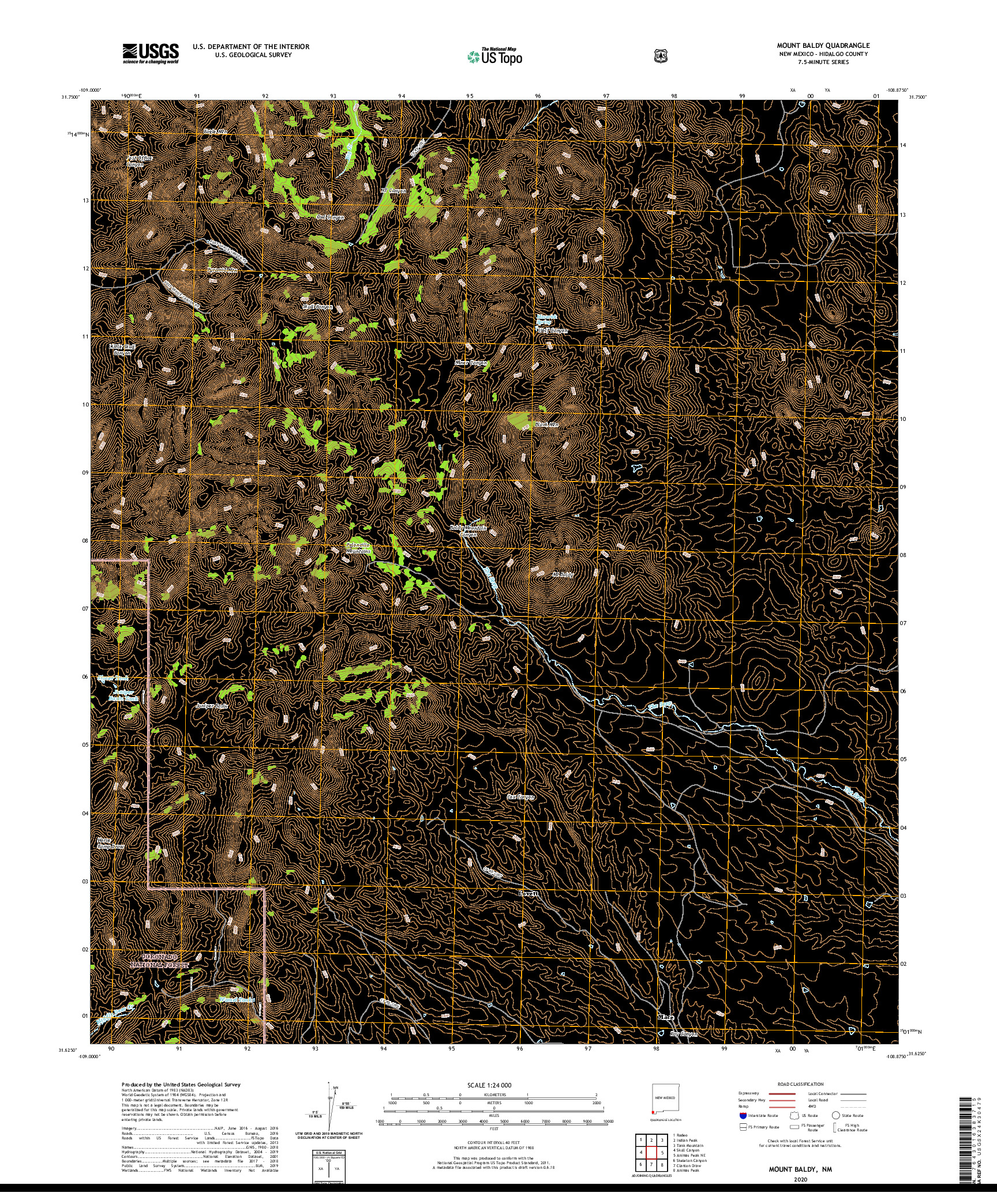 USGS US TOPO 7.5-MINUTE MAP FOR MOUNT BALDY, NM 2020