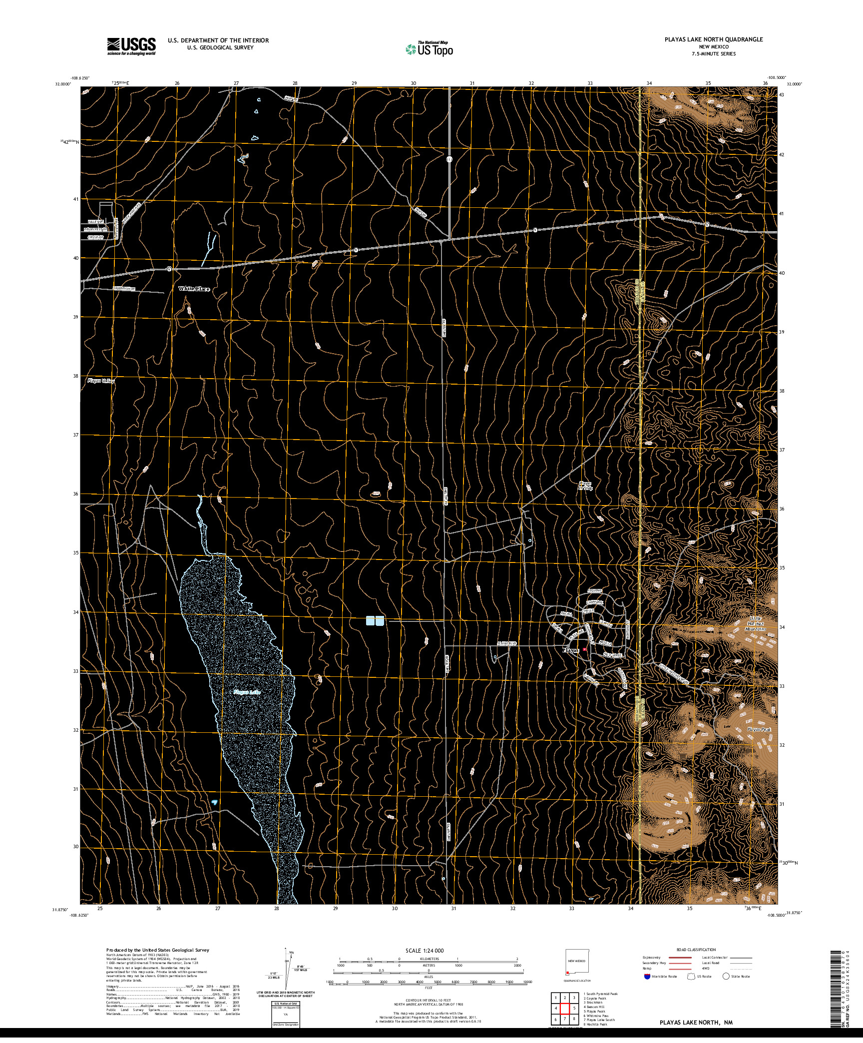 USGS US TOPO 7.5-MINUTE MAP FOR PLAYAS LAKE NORTH, NM 2020
