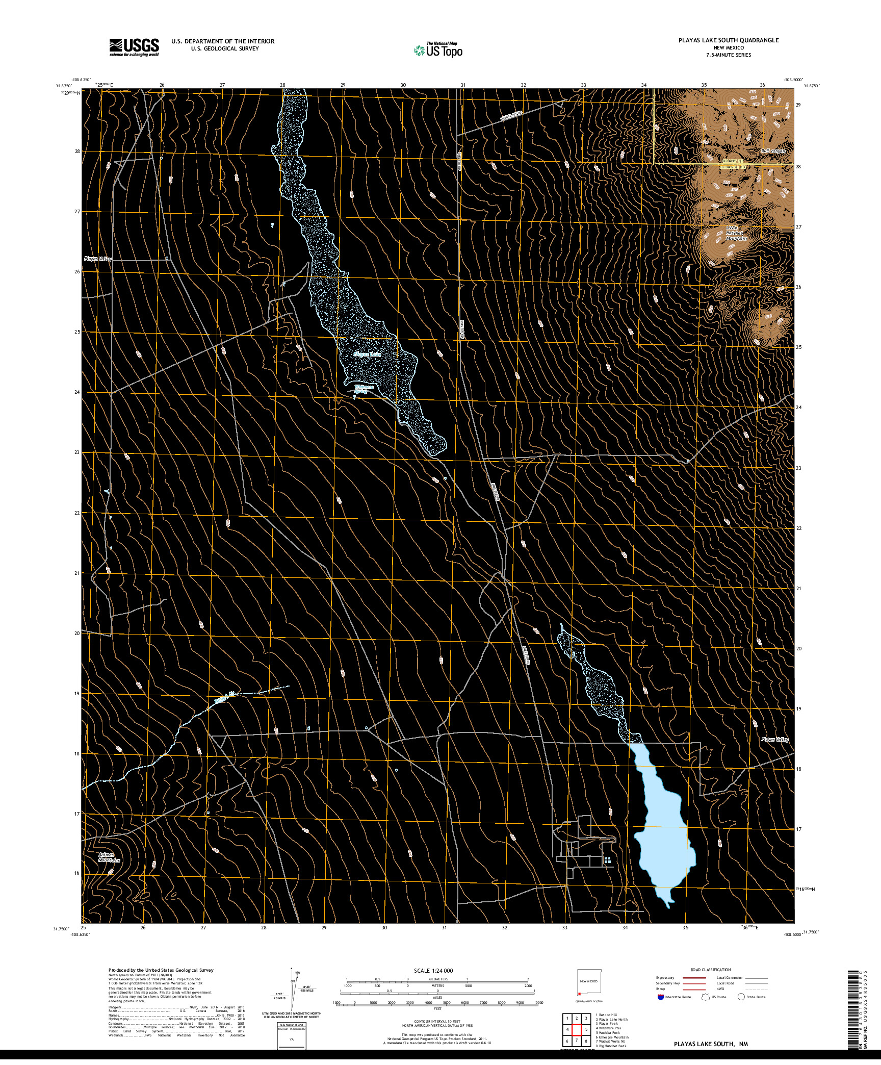 USGS US TOPO 7.5-MINUTE MAP FOR PLAYAS LAKE SOUTH, NM 2020