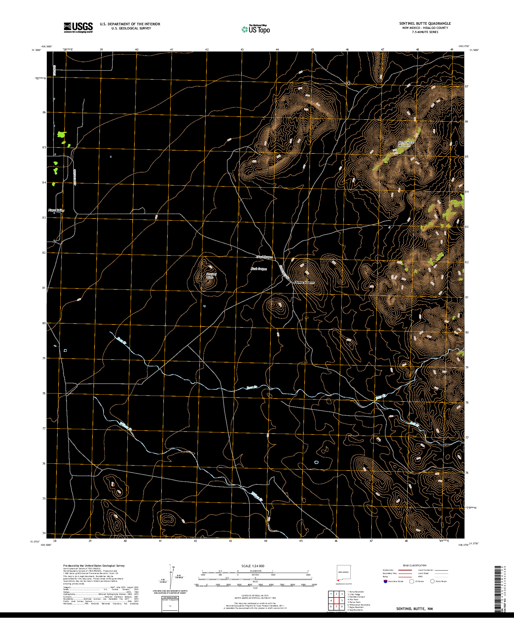 USGS US TOPO 7.5-MINUTE MAP FOR SENTINEL BUTTE, NM 2020