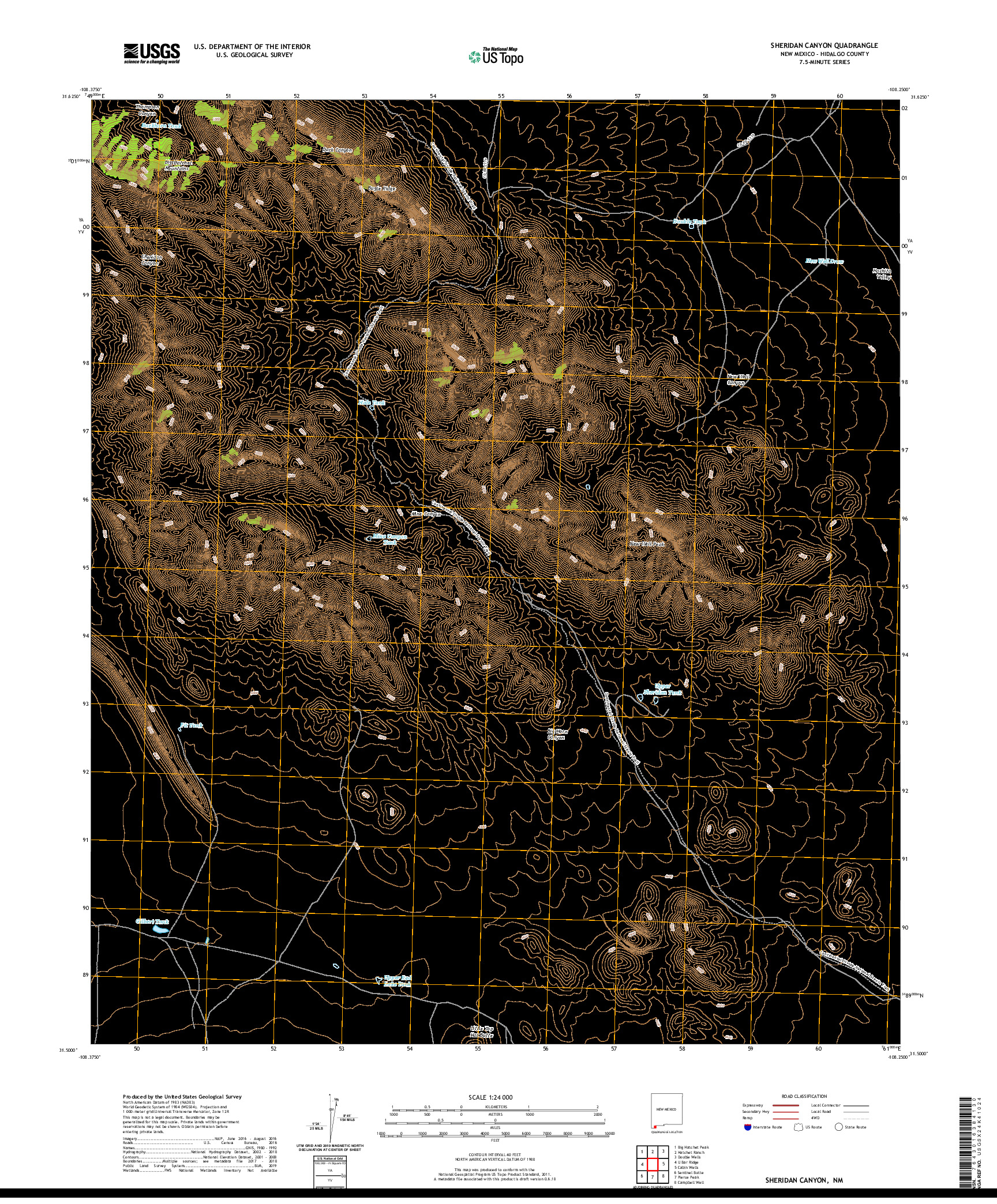 USGS US TOPO 7.5-MINUTE MAP FOR SHERIDAN CANYON, NM 2020