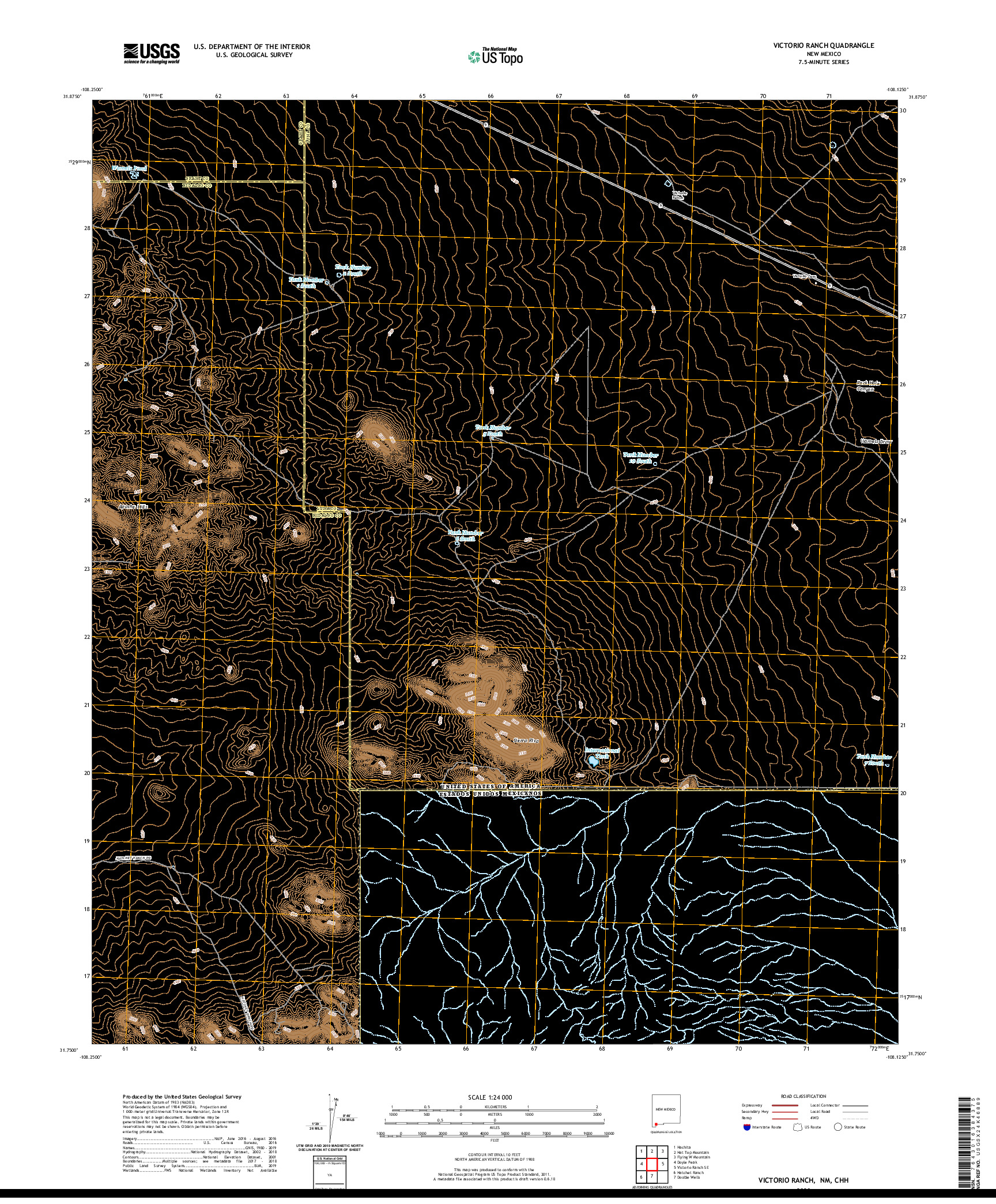 USGS US TOPO 7.5-MINUTE MAP FOR VICTORIO RANCH, NM,CHH 2020
