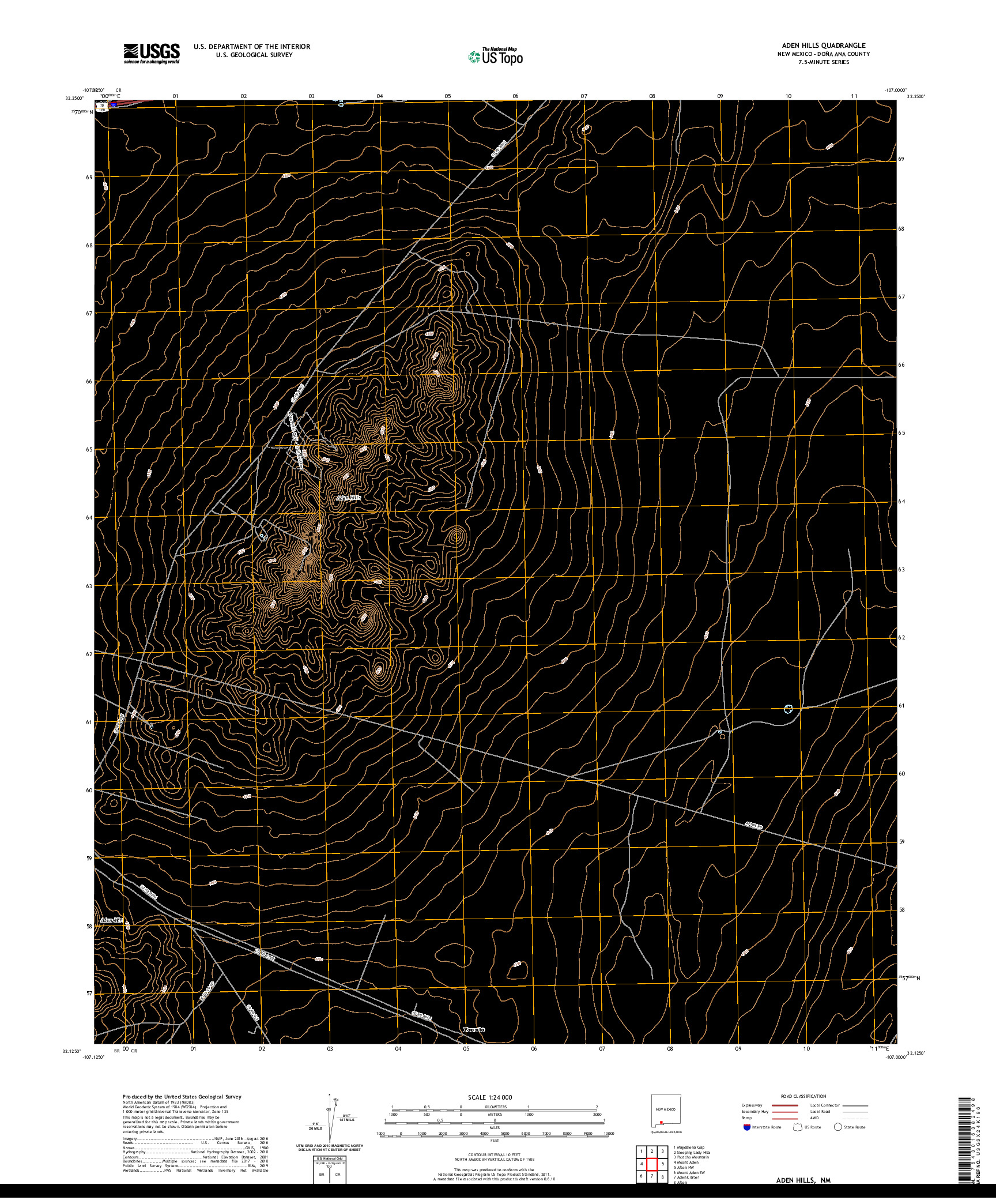 USGS US TOPO 7.5-MINUTE MAP FOR ADEN HILLS, NM 2020