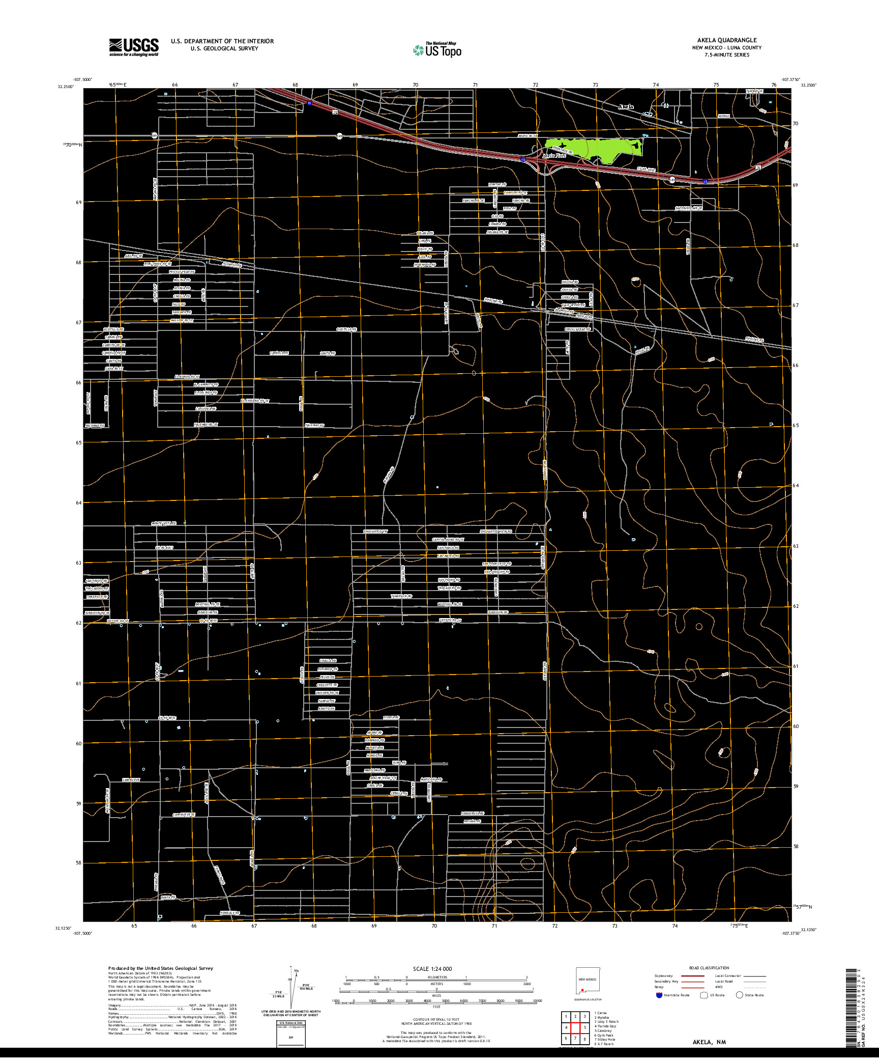 USGS US TOPO 7.5-MINUTE MAP FOR AKELA, NM 2020