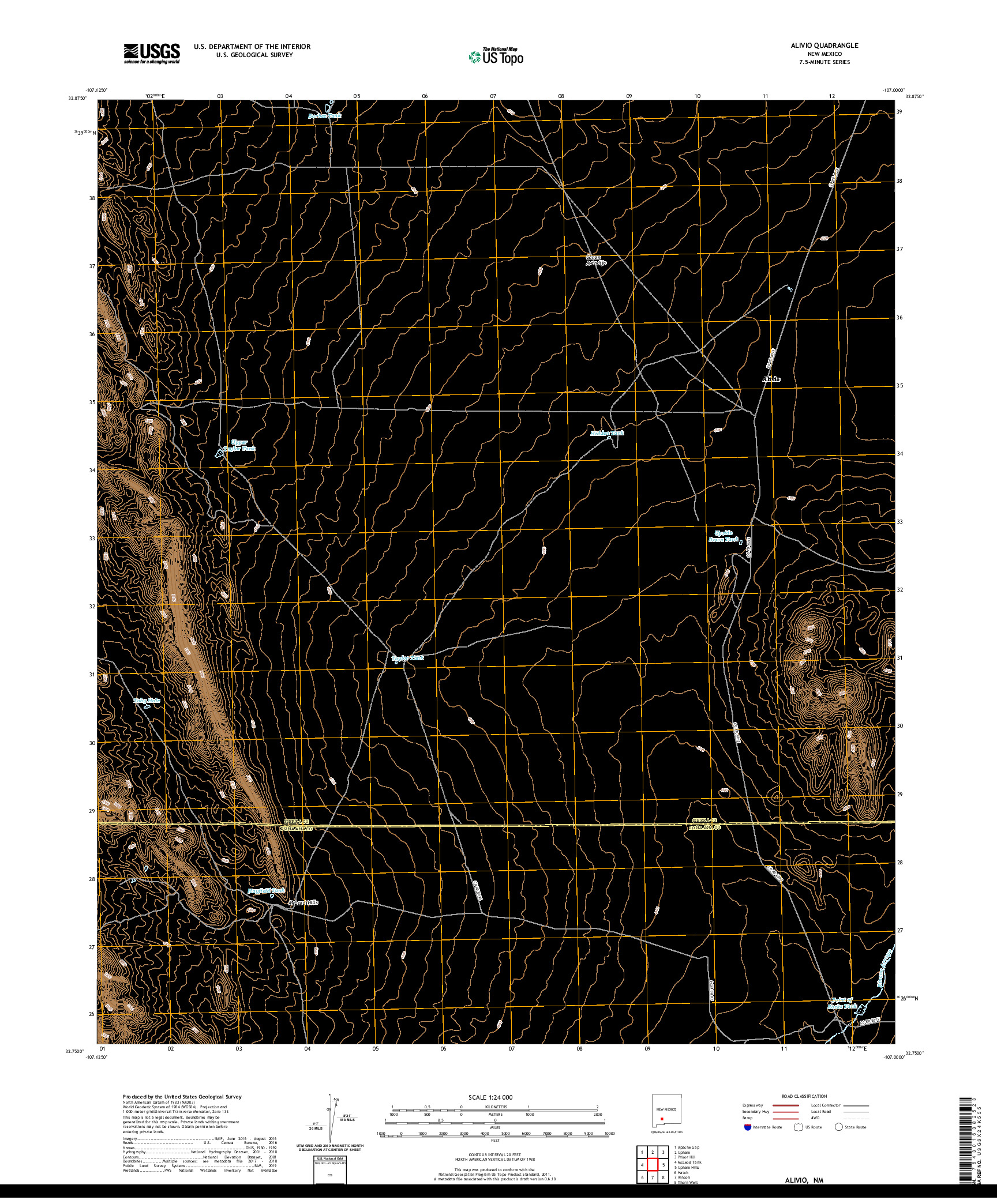 USGS US TOPO 7.5-MINUTE MAP FOR ALIVIO, NM 2020