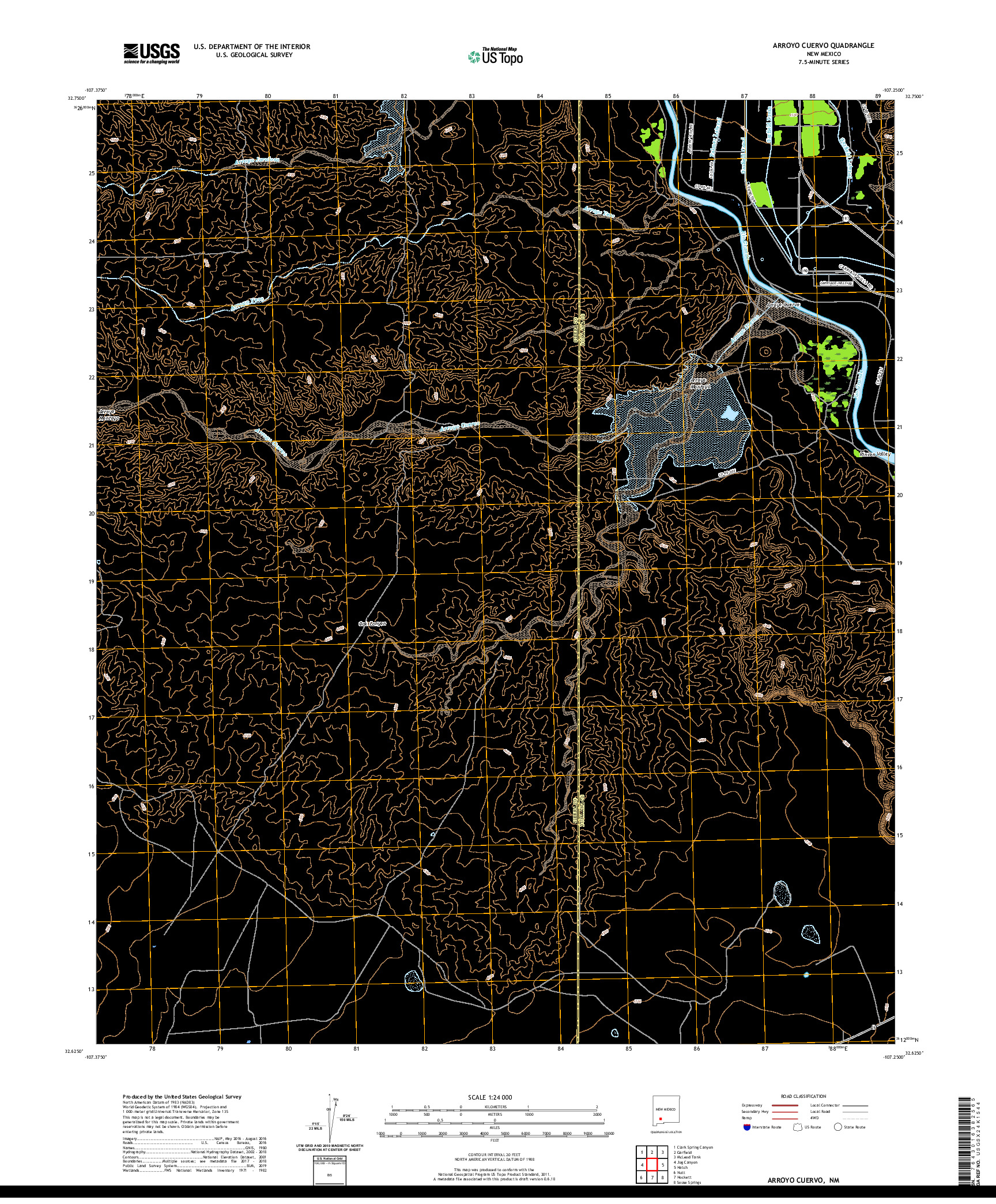 USGS US TOPO 7.5-MINUTE MAP FOR ARROYO CUERVO, NM 2020