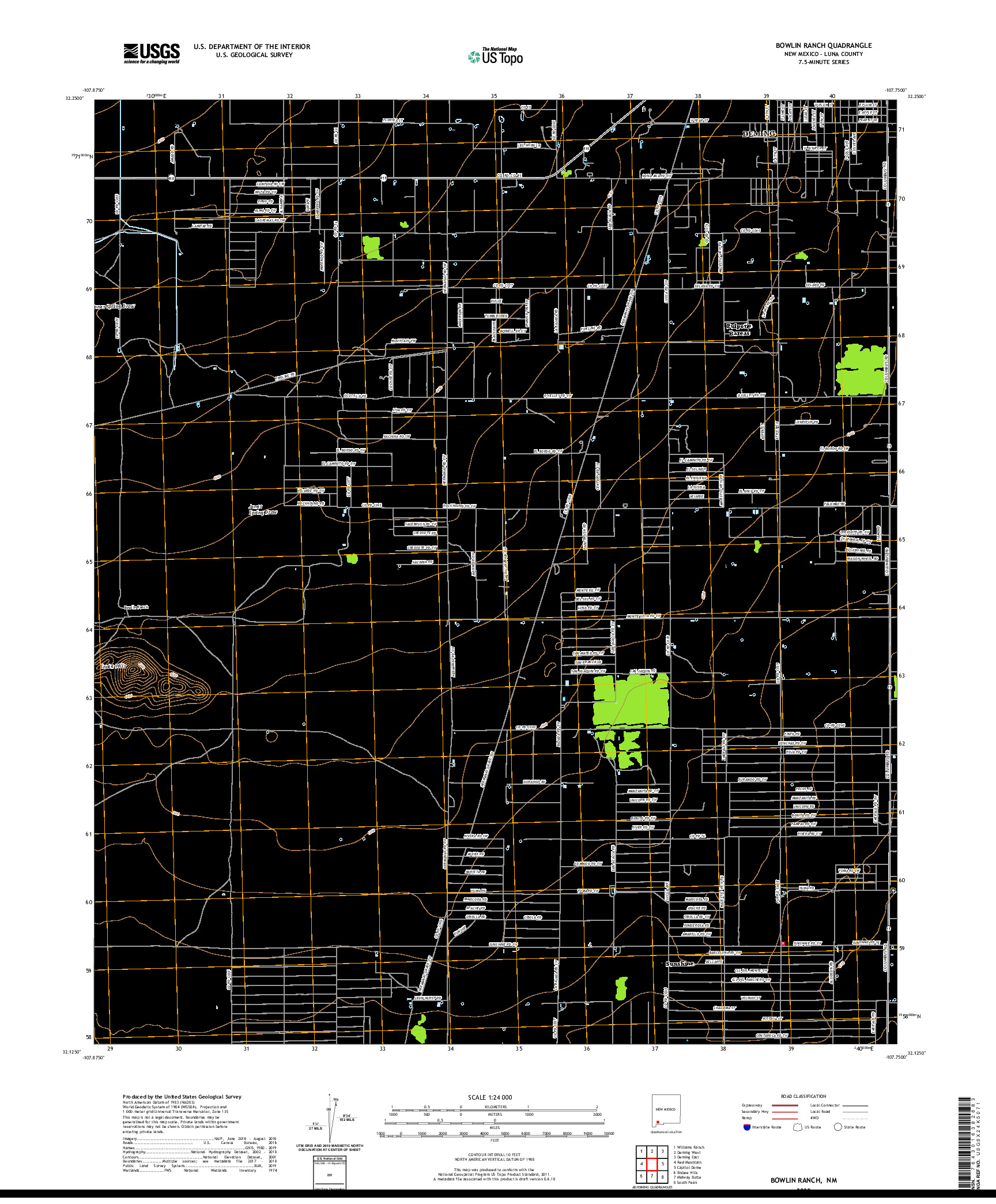 USGS US TOPO 7.5-MINUTE MAP FOR BOWLIN RANCH, NM 2020