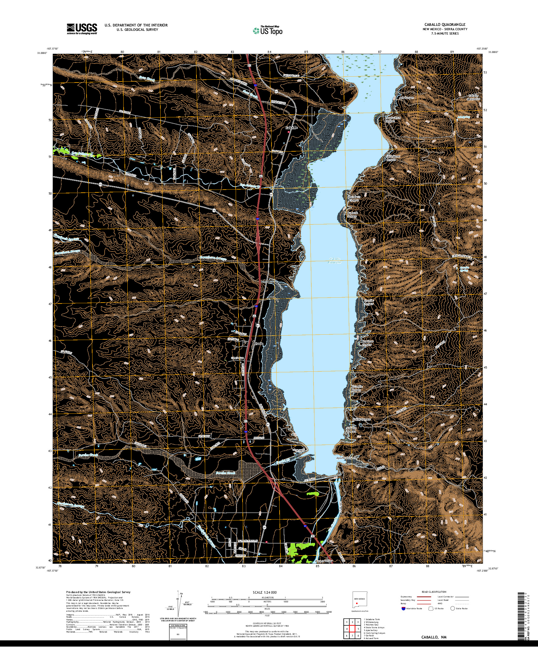 USGS US TOPO 7.5-MINUTE MAP FOR CABALLO, NM 2020
