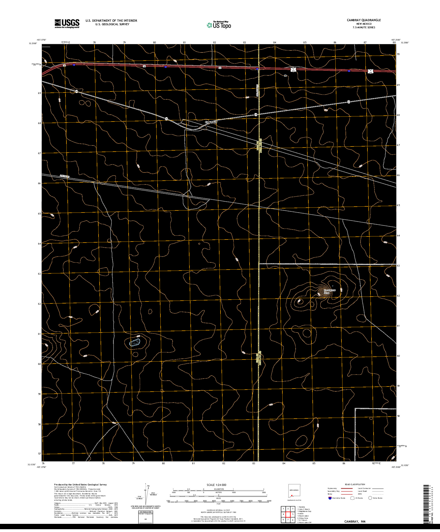 USGS US TOPO 7.5-MINUTE MAP FOR CAMBRAY, NM 2020