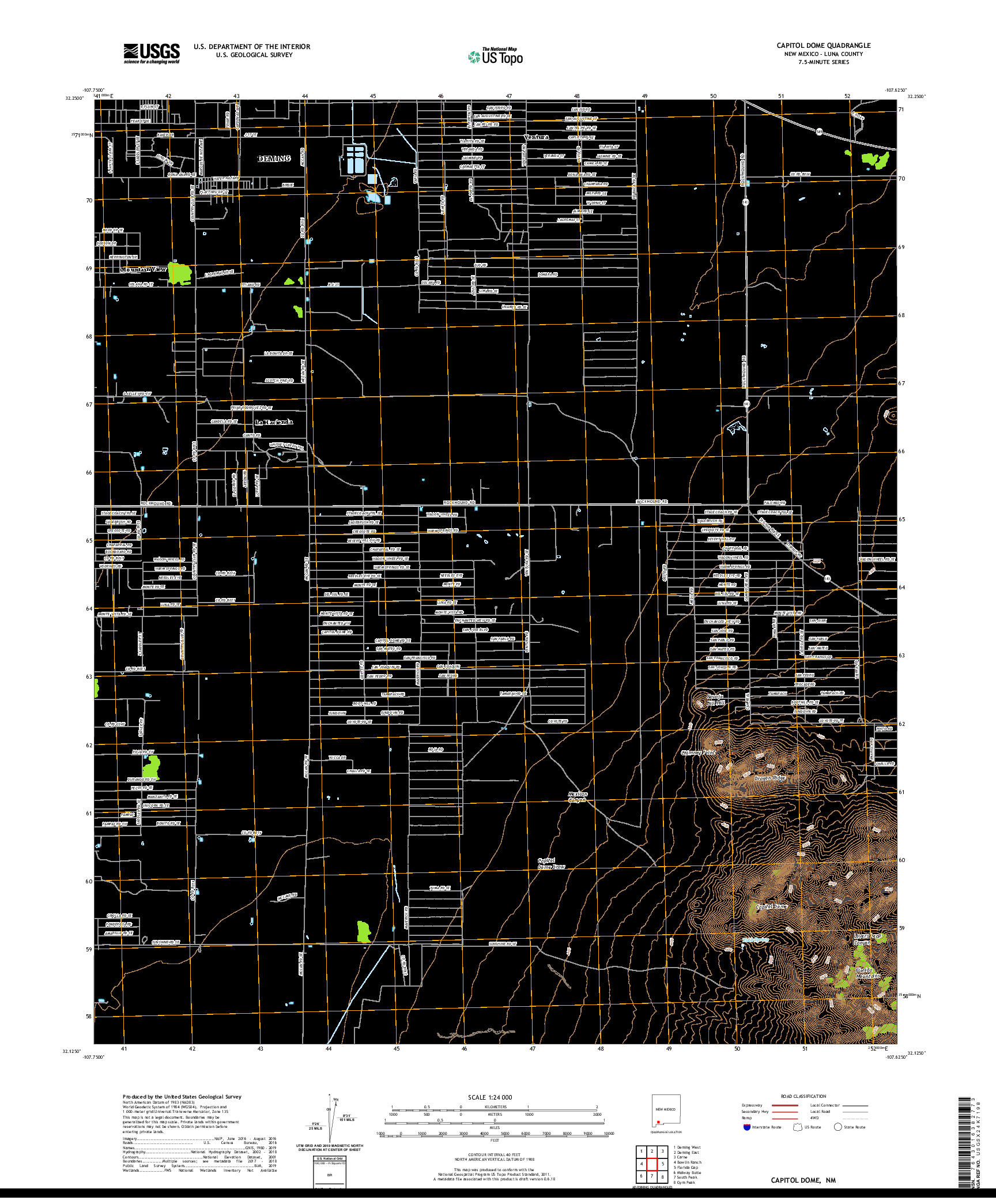 USGS US TOPO 7.5-MINUTE MAP FOR CAPITOL DOME, NM 2020