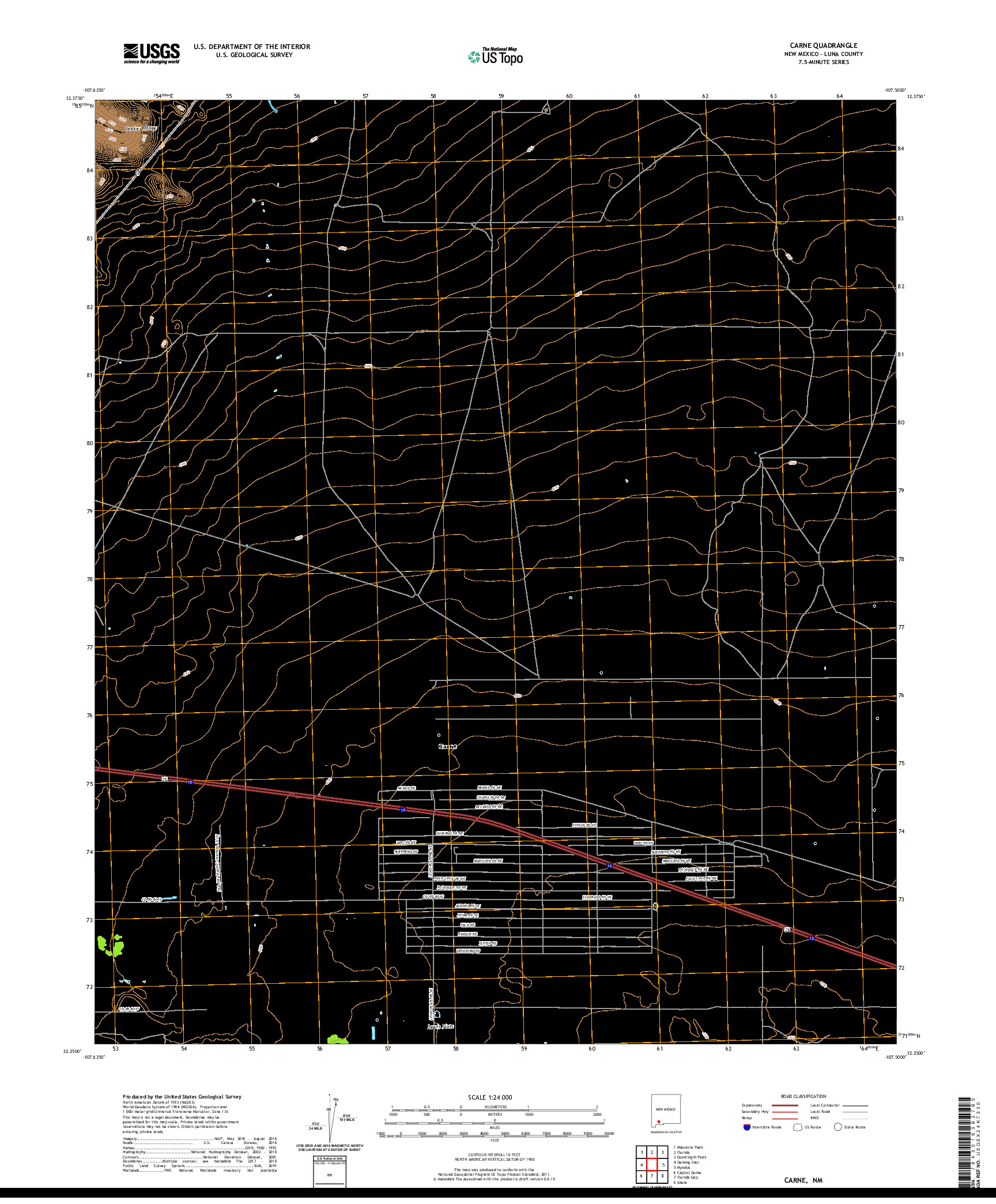 USGS US TOPO 7.5-MINUTE MAP FOR CARNE, NM 2020