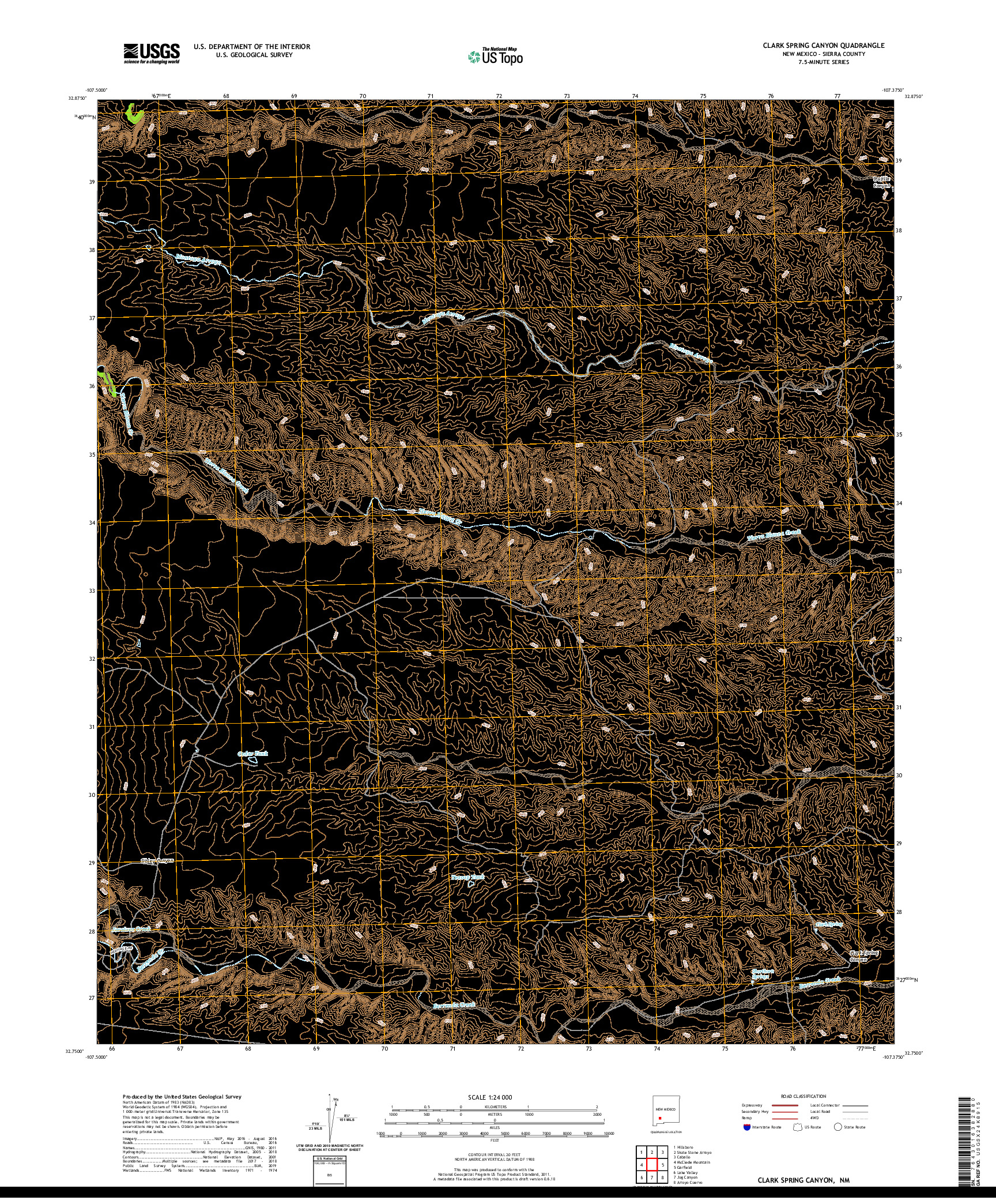 USGS US TOPO 7.5-MINUTE MAP FOR CLARK SPRING CANYON, NM 2020