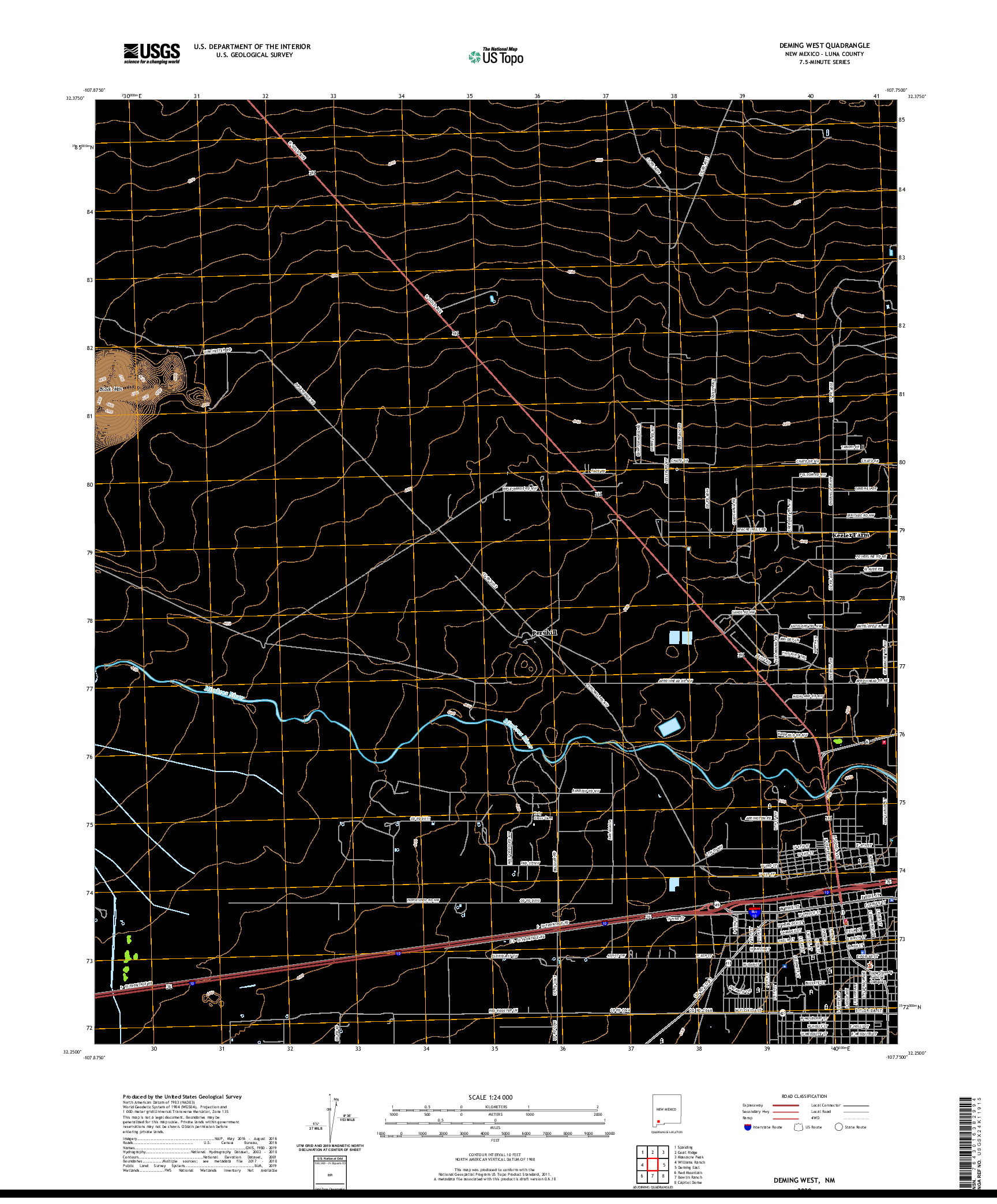 USGS US TOPO 7.5-MINUTE MAP FOR DEMING WEST, NM 2020