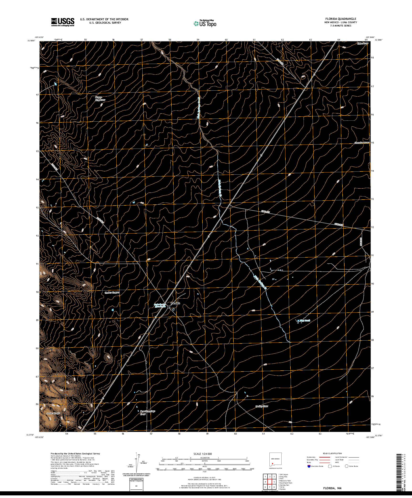 USGS US TOPO 7.5-MINUTE MAP FOR FLORIDA, NM 2020
