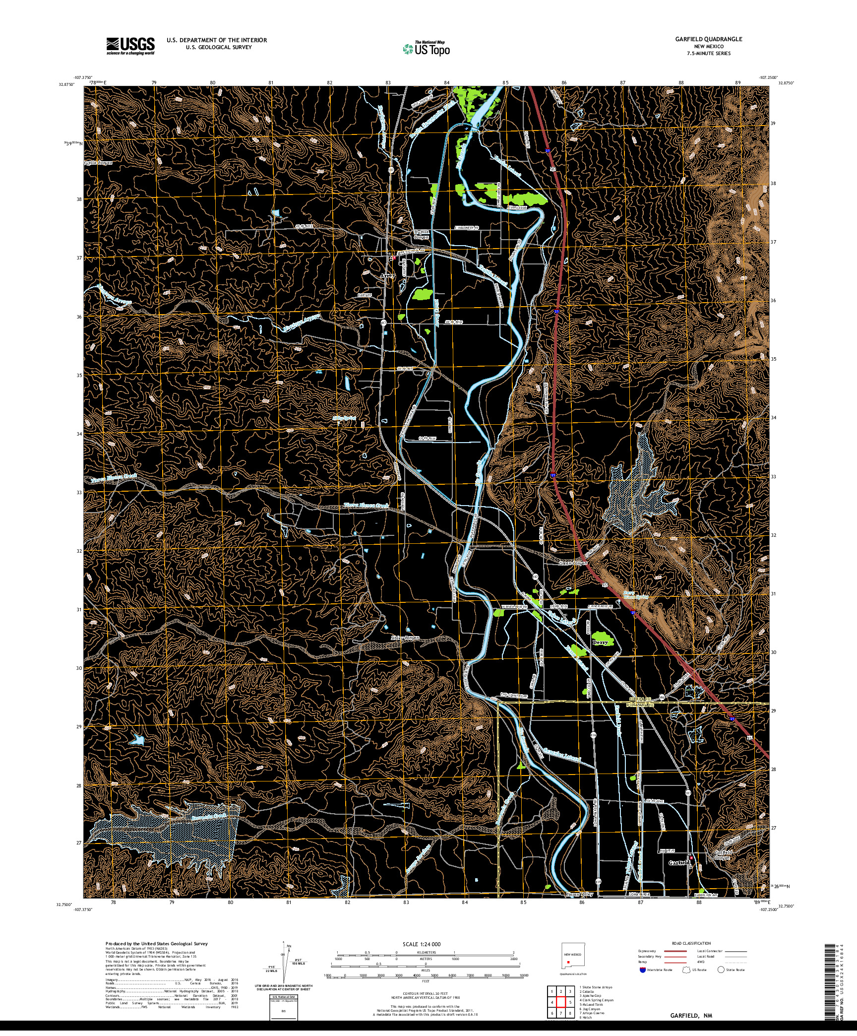 USGS US TOPO 7.5-MINUTE MAP FOR GARFIELD, NM 2020