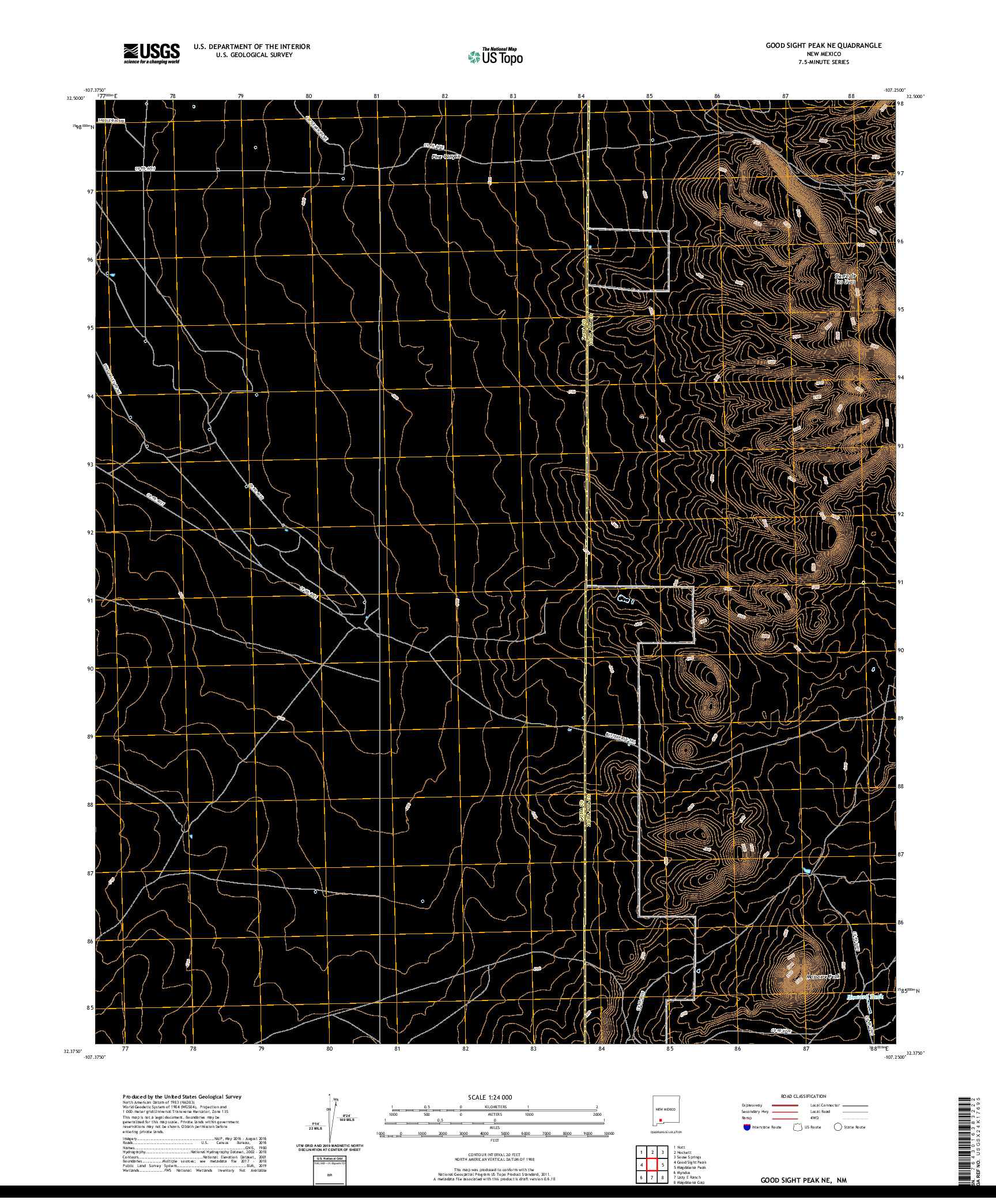 USGS US TOPO 7.5-MINUTE MAP FOR GOOD SIGHT PEAK NE, NM 2020
