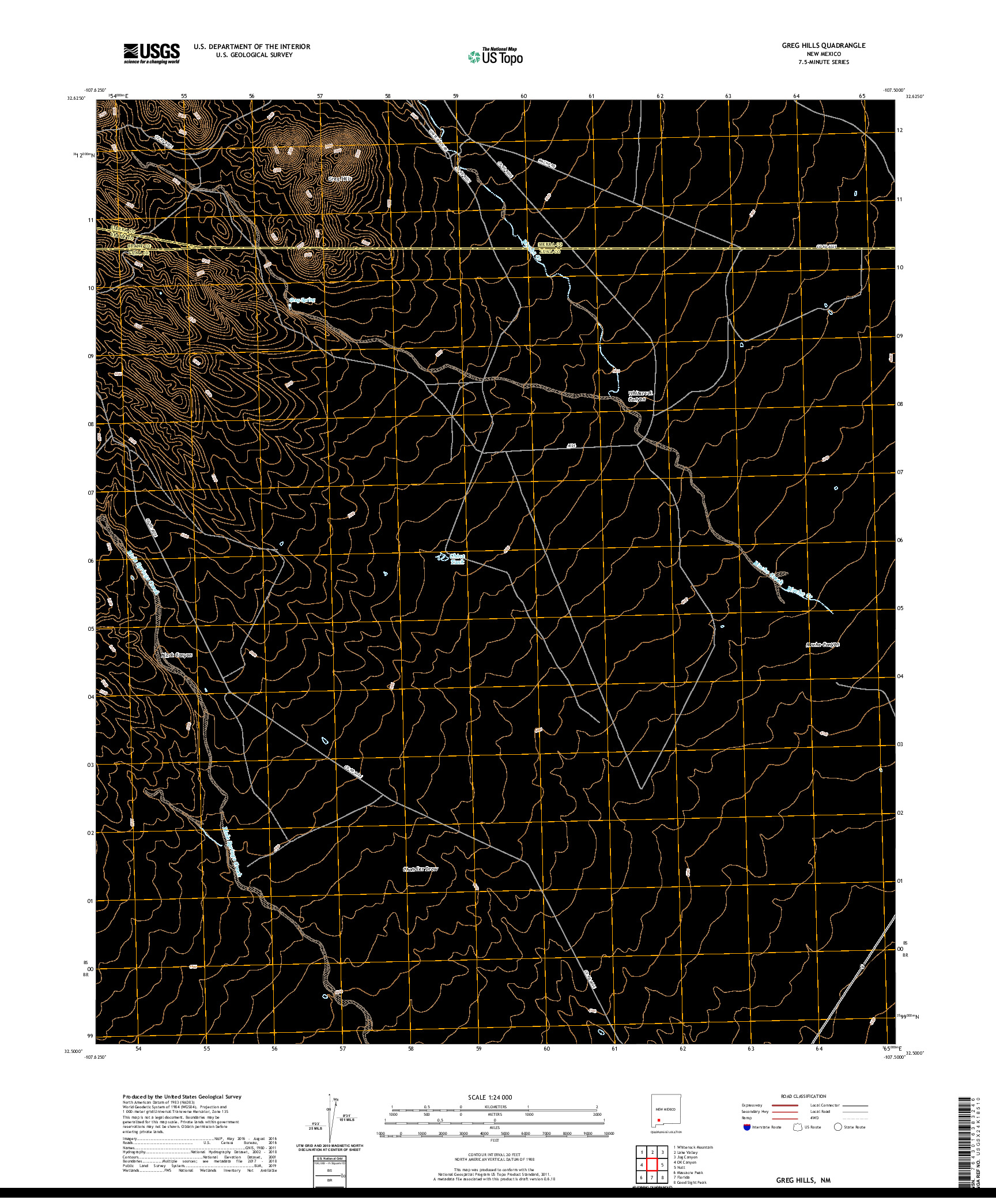 USGS US TOPO 7.5-MINUTE MAP FOR GREG HILLS, NM 2020