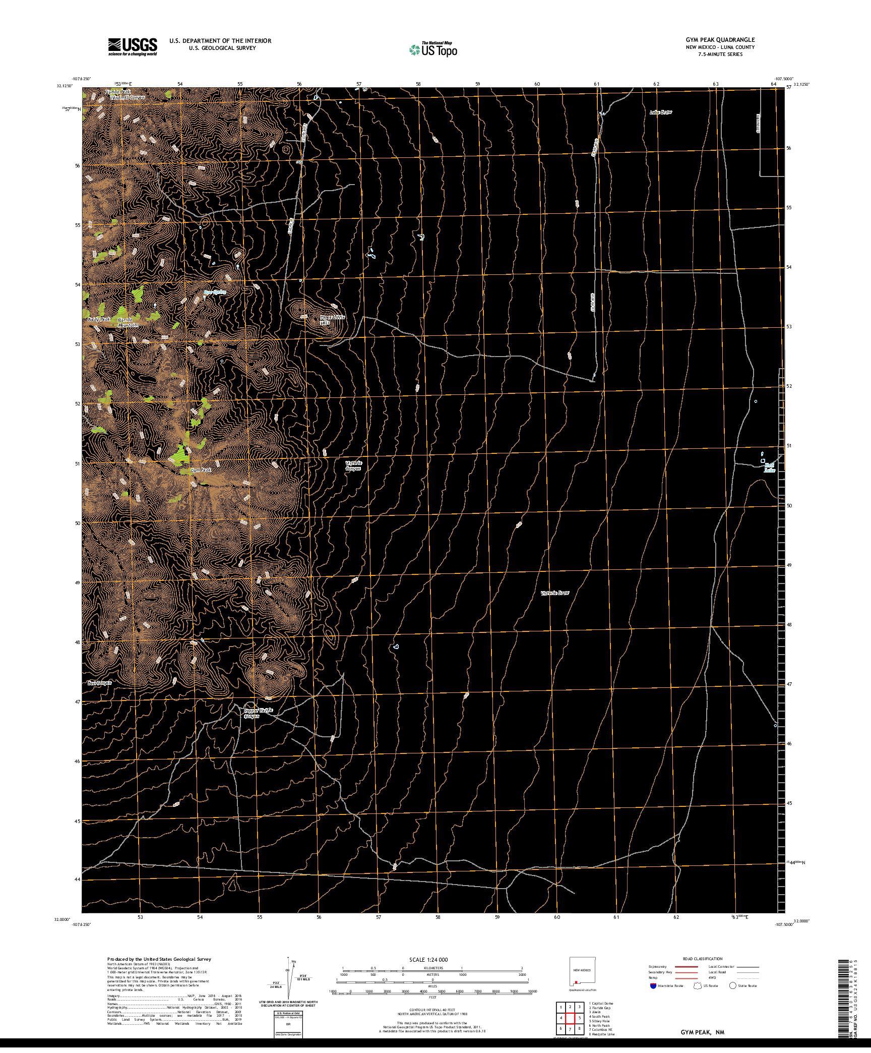 USGS US TOPO 7.5-MINUTE MAP FOR GYM PEAK, NM 2020