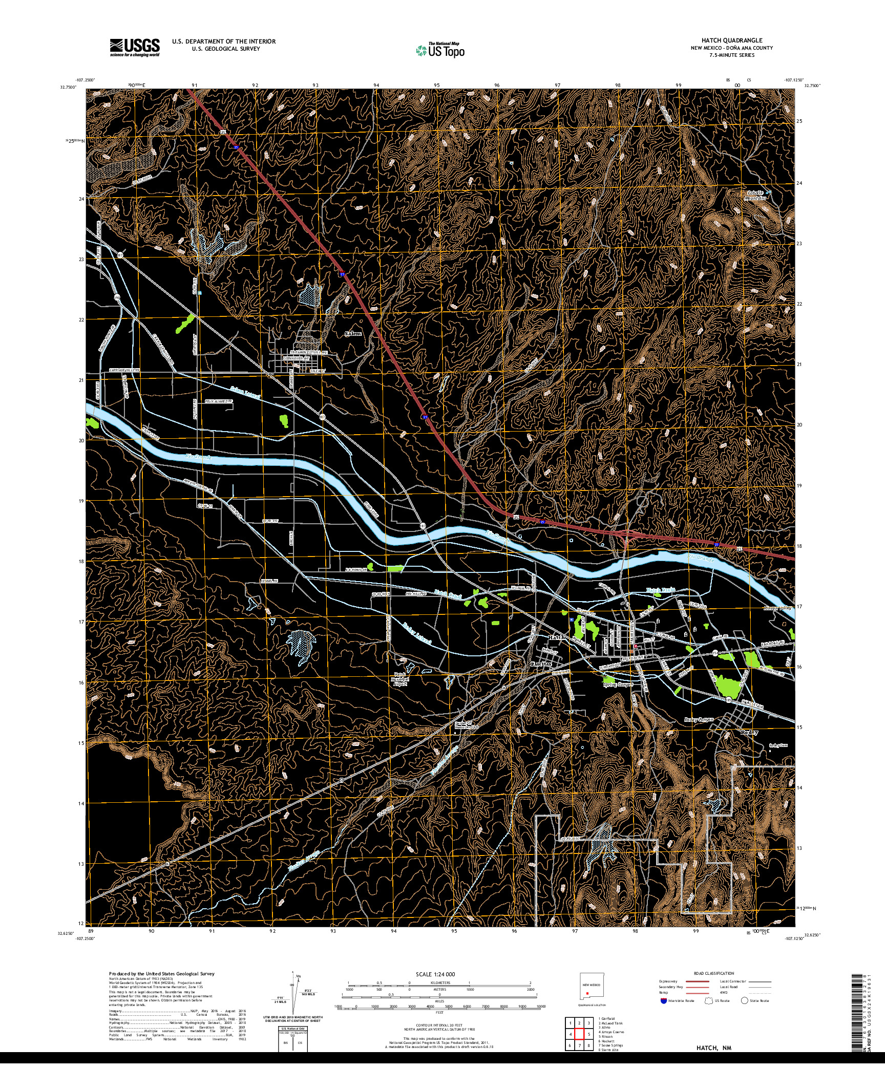 USGS US TOPO 7.5-MINUTE MAP FOR HATCH, NM 2020