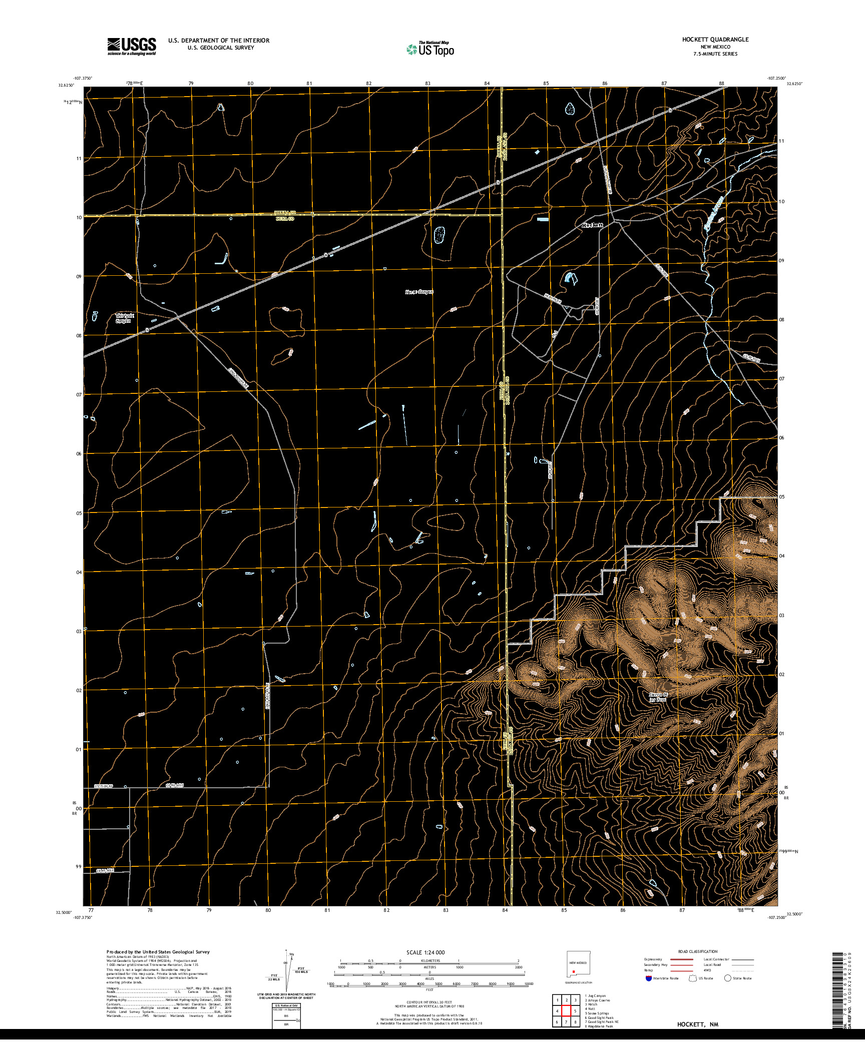 USGS US TOPO 7.5-MINUTE MAP FOR HOCKETT, NM 2020