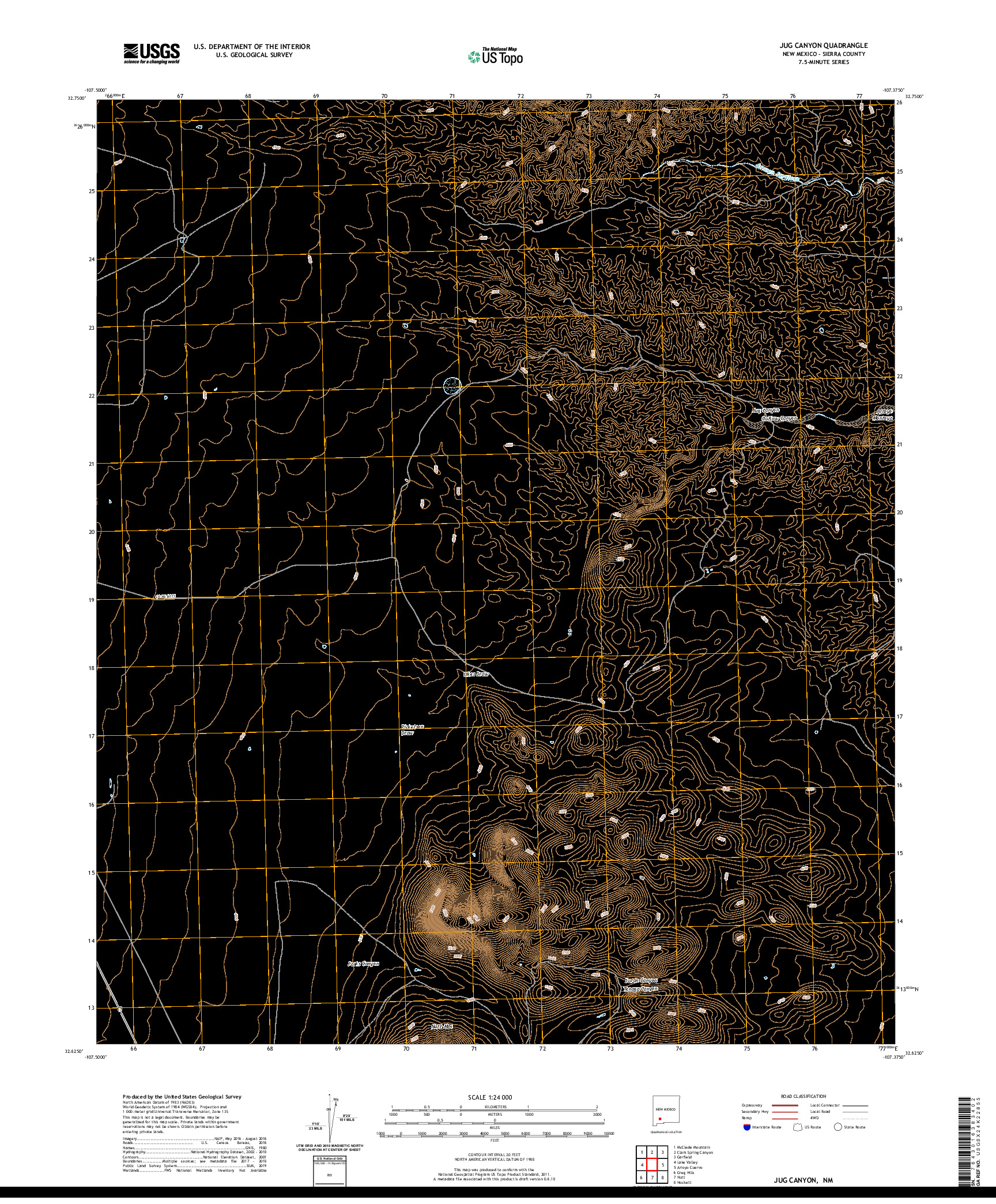 USGS US TOPO 7.5-MINUTE MAP FOR JUG CANYON, NM 2020