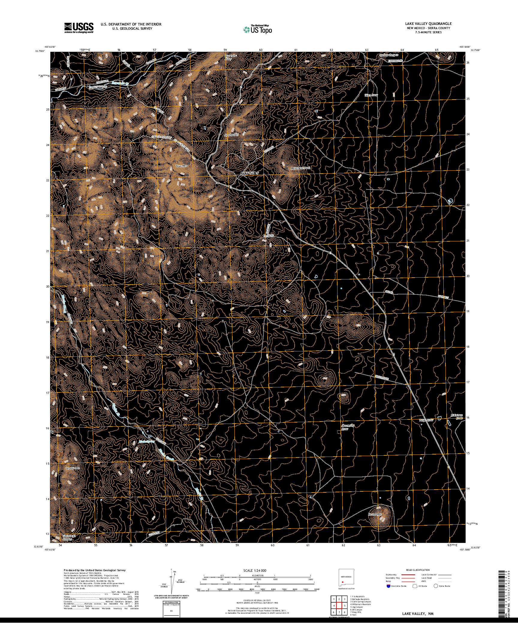 USGS US TOPO 7.5-MINUTE MAP FOR LAKE VALLEY, NM 2020