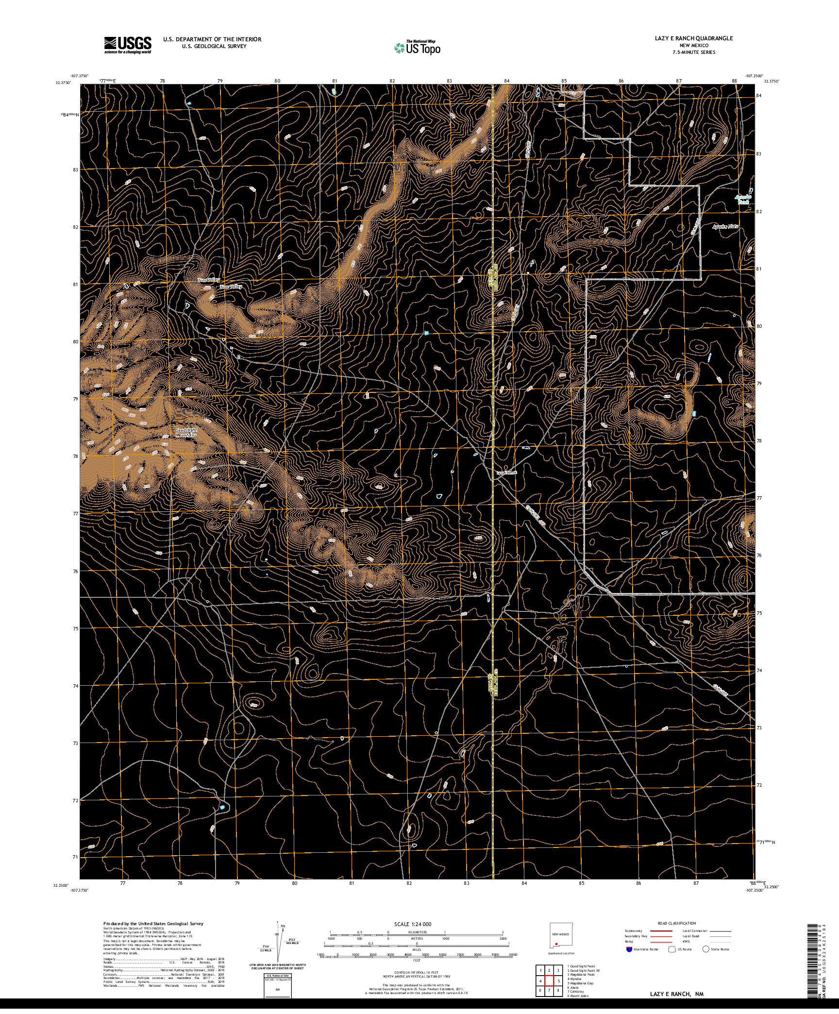 USGS US TOPO 7.5-MINUTE MAP FOR LAZY E RANCH, NM 2020