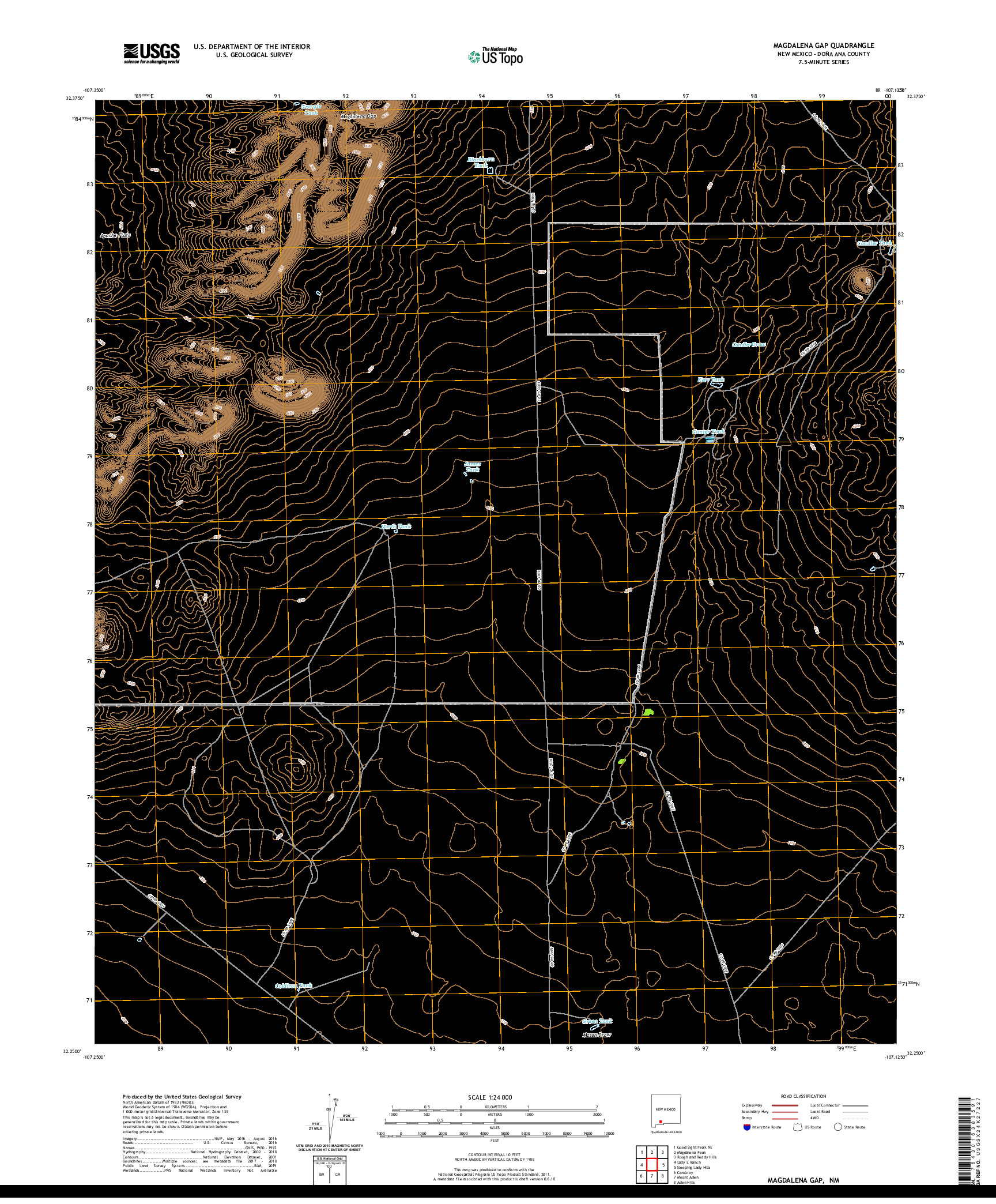 USGS US TOPO 7.5-MINUTE MAP FOR MAGDALENA GAP, NM 2020