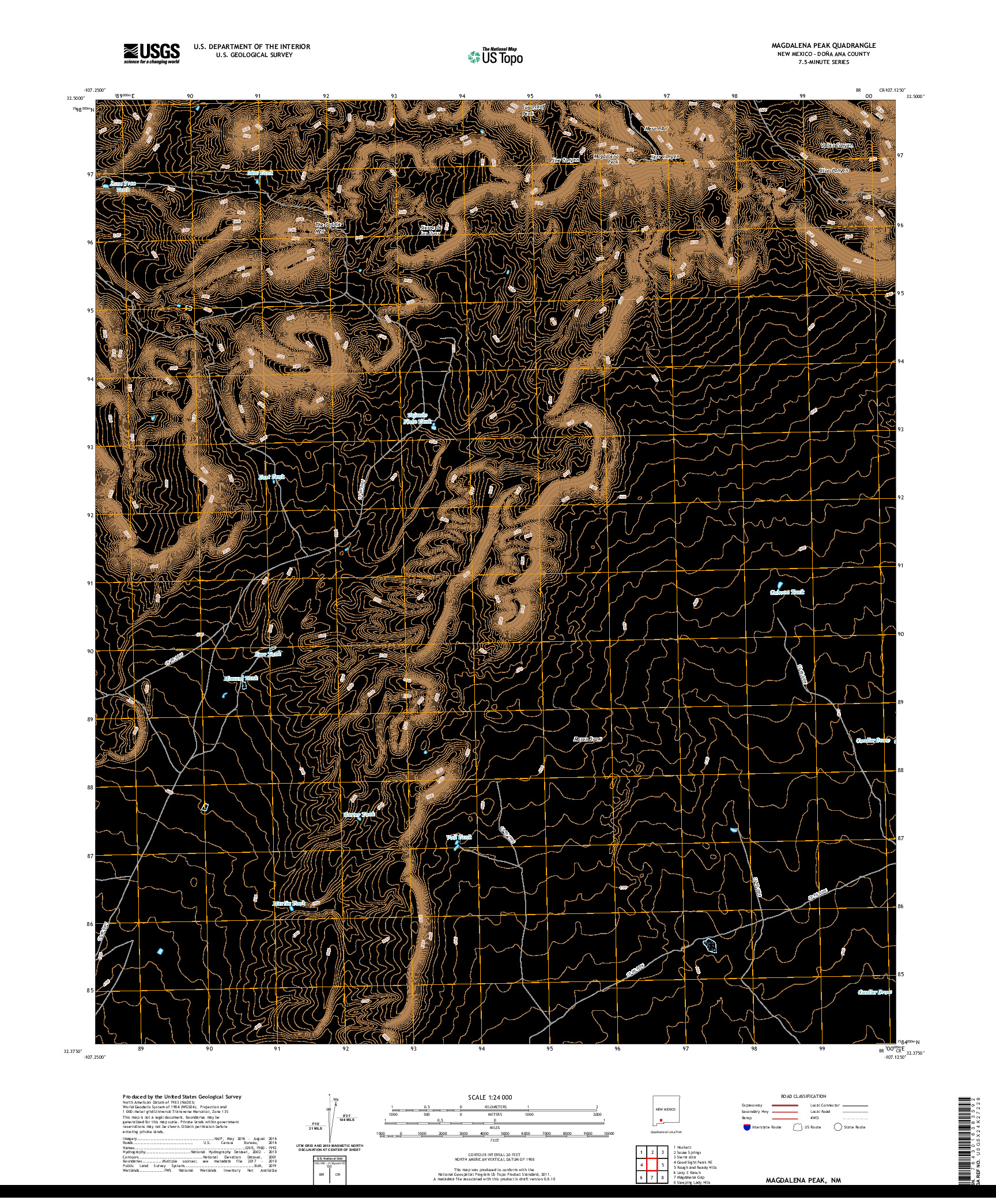 USGS US TOPO 7.5-MINUTE MAP FOR MAGDALENA PEAK, NM 2020