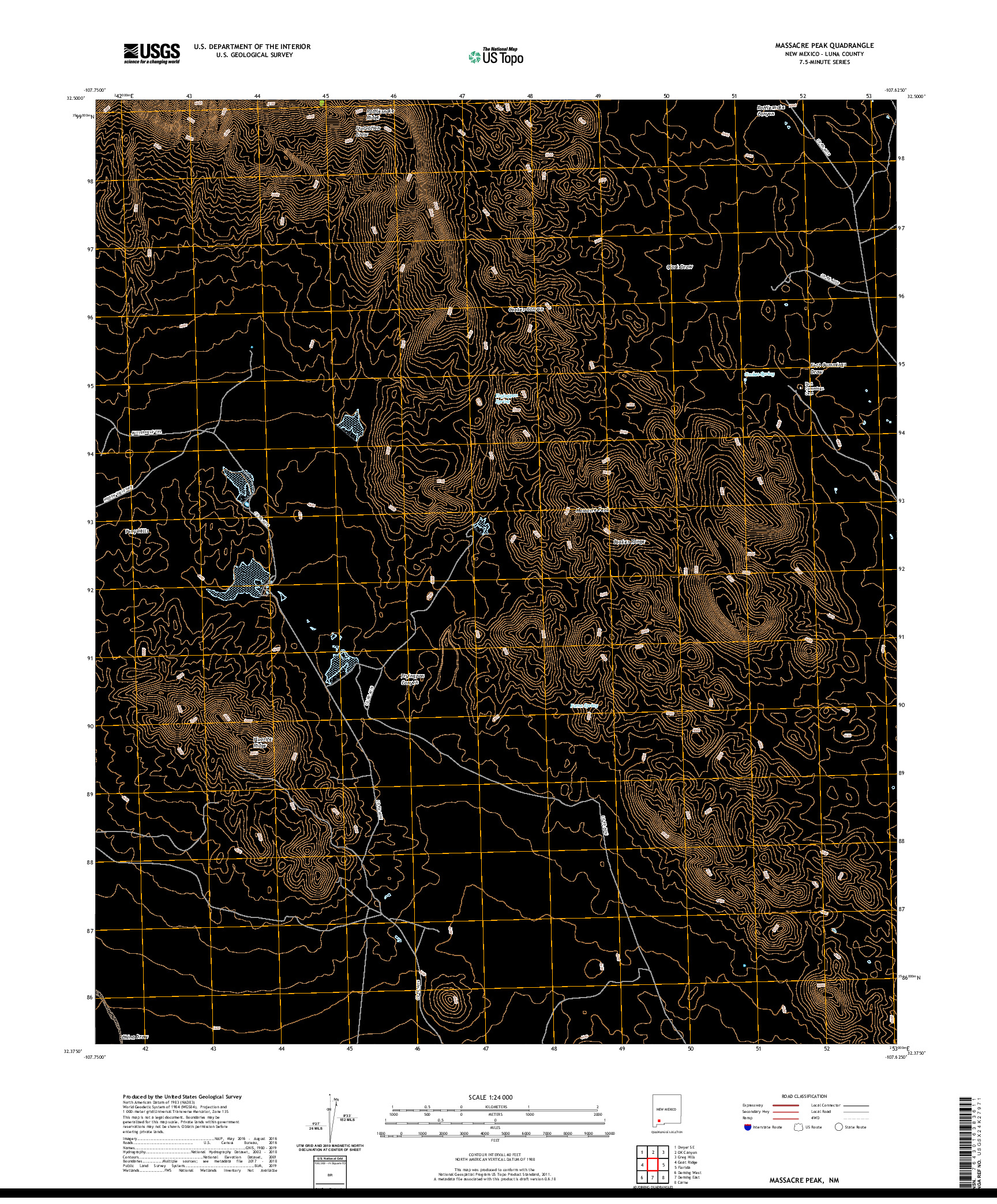 USGS US TOPO 7.5-MINUTE MAP FOR MASSACRE PEAK, NM 2020
