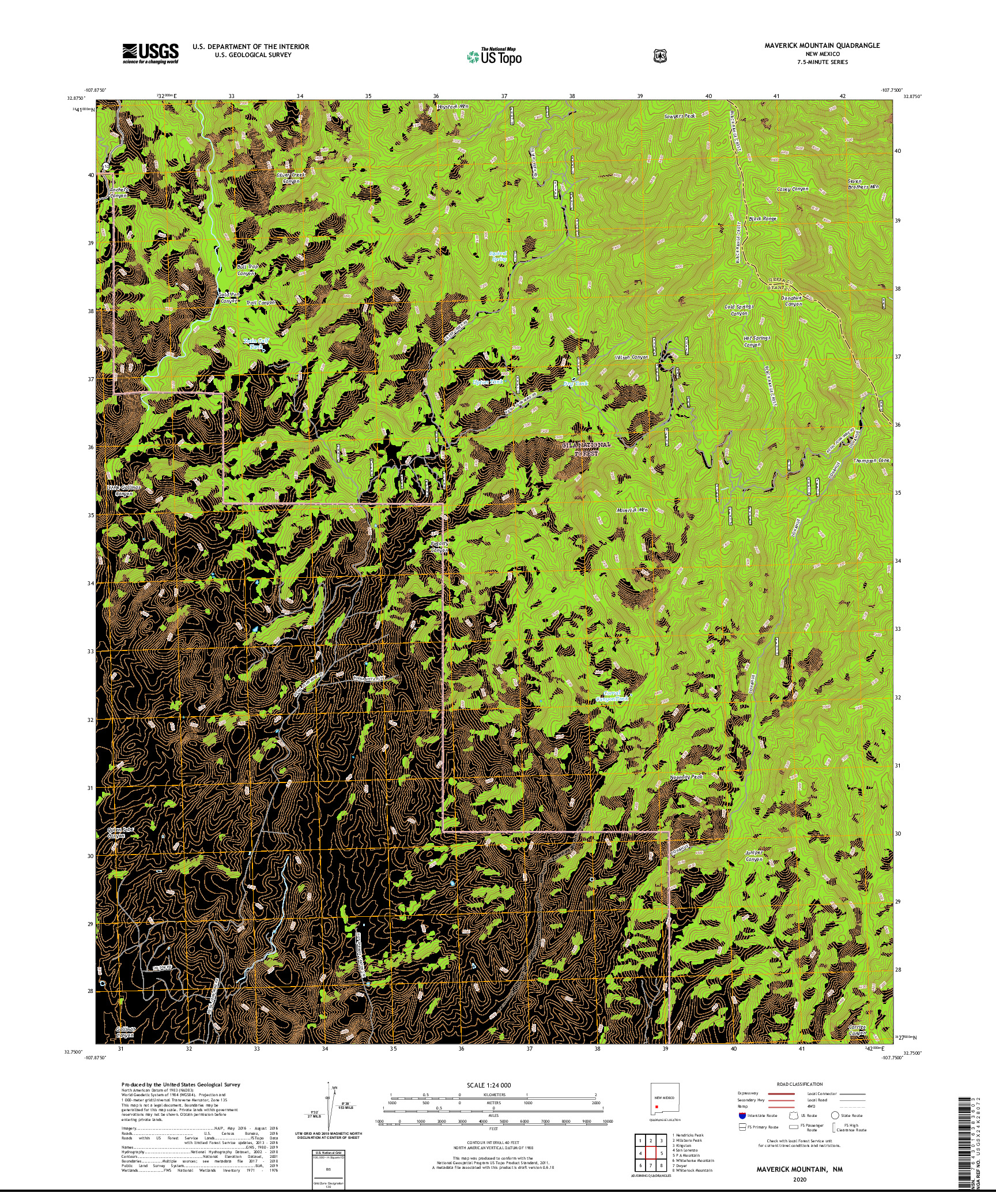 USGS US TOPO 7.5-MINUTE MAP FOR MAVERICK MOUNTAIN, NM 2020