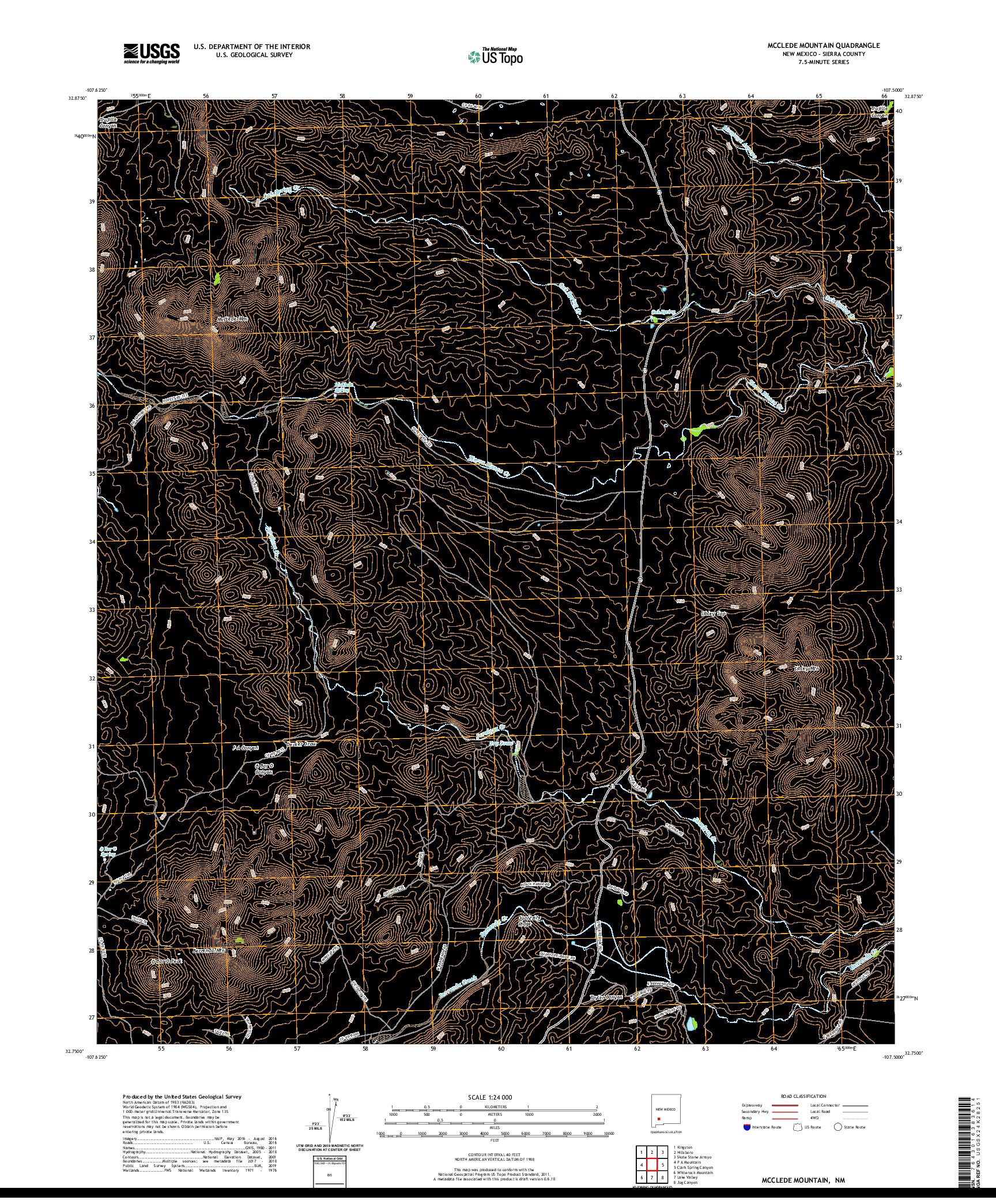 USGS US TOPO 7.5-MINUTE MAP FOR MCCLEDE MOUNTAIN, NM 2020