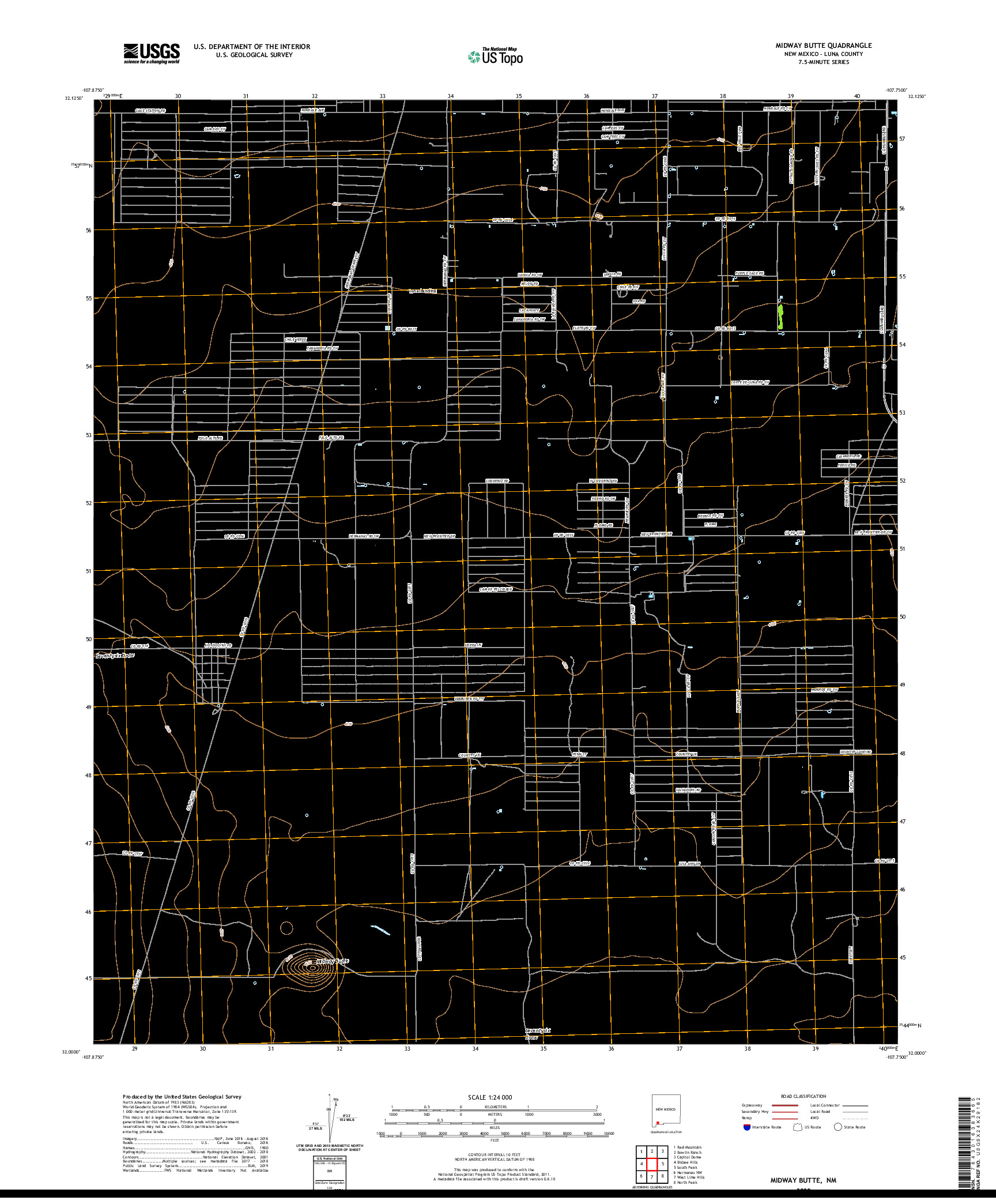 USGS US TOPO 7.5-MINUTE MAP FOR MIDWAY BUTTE, NM 2020