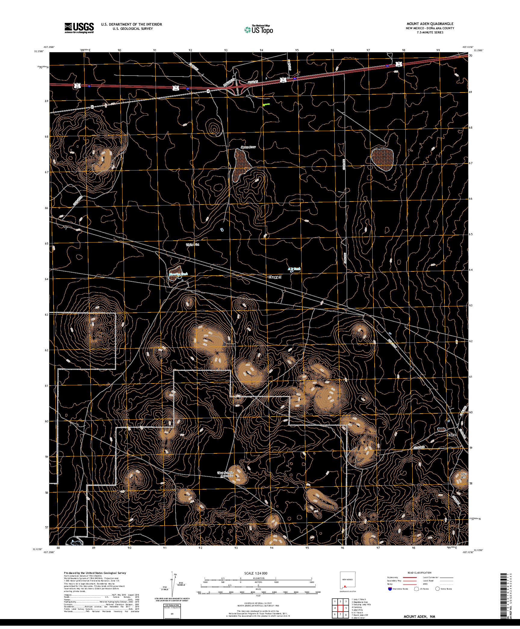 USGS US TOPO 7.5-MINUTE MAP FOR MOUNT ADEN, NM 2020