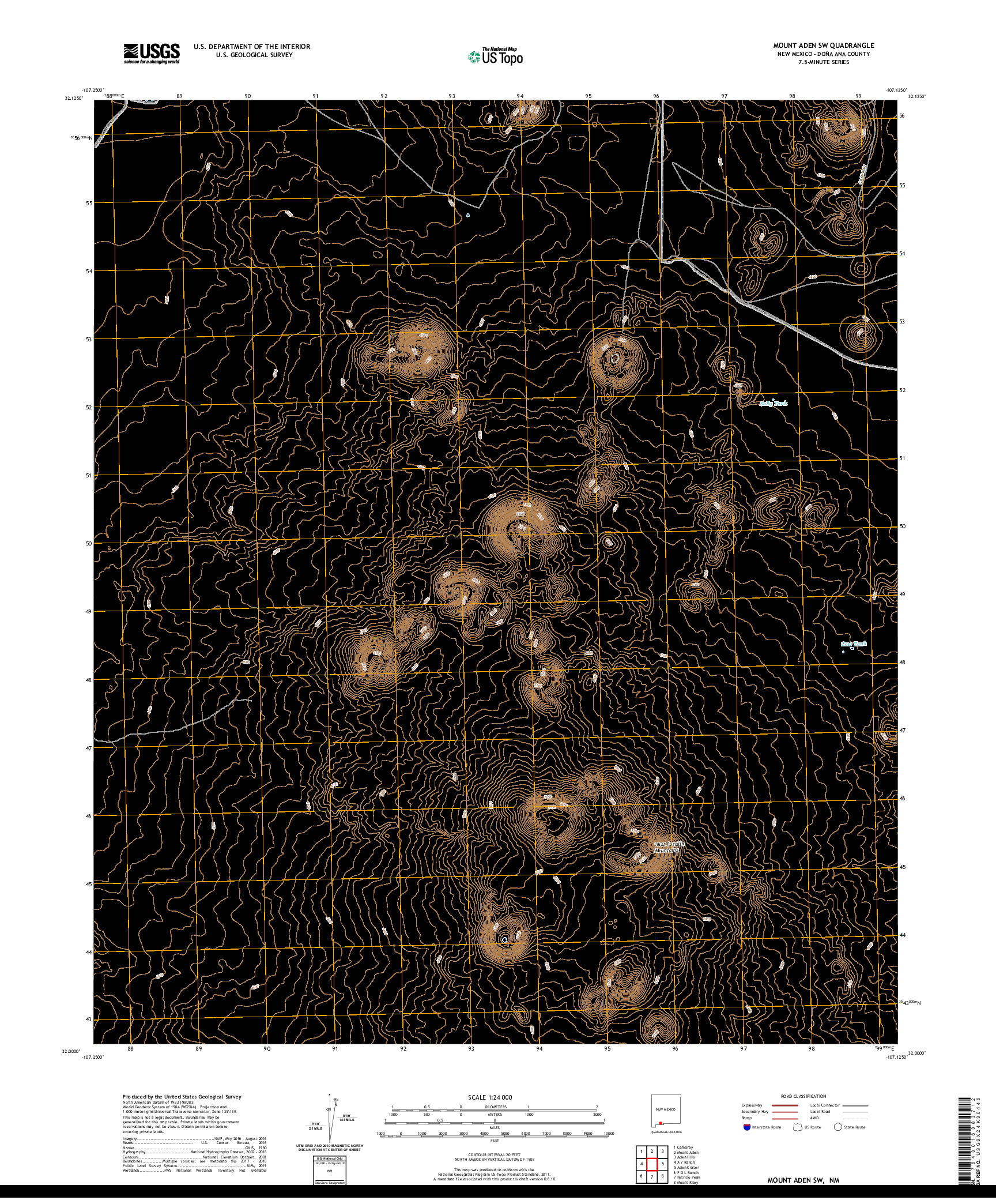 USGS US TOPO 7.5-MINUTE MAP FOR MOUNT ADEN SW, NM 2020