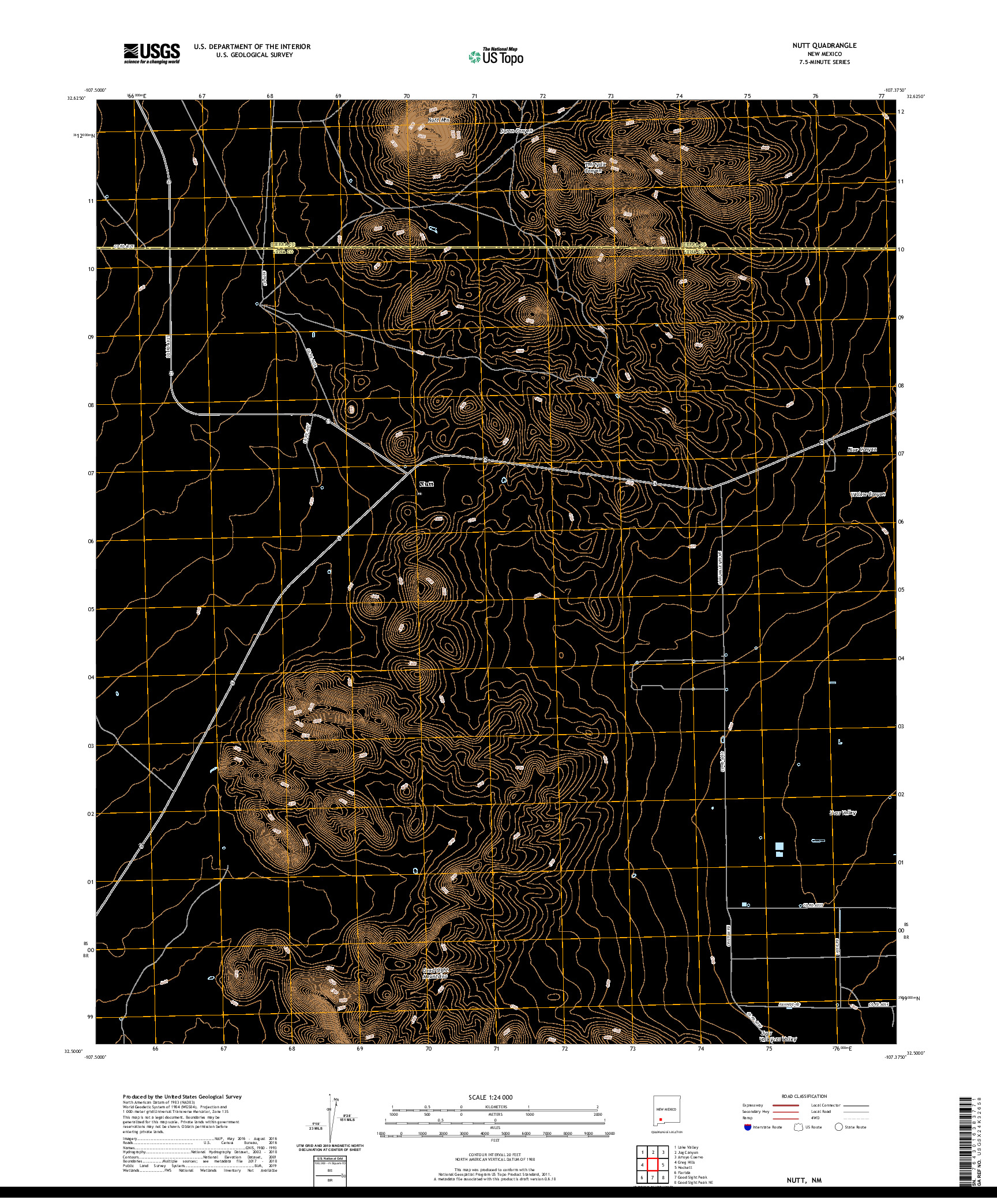 USGS US TOPO 7.5-MINUTE MAP FOR NUTT, NM 2020