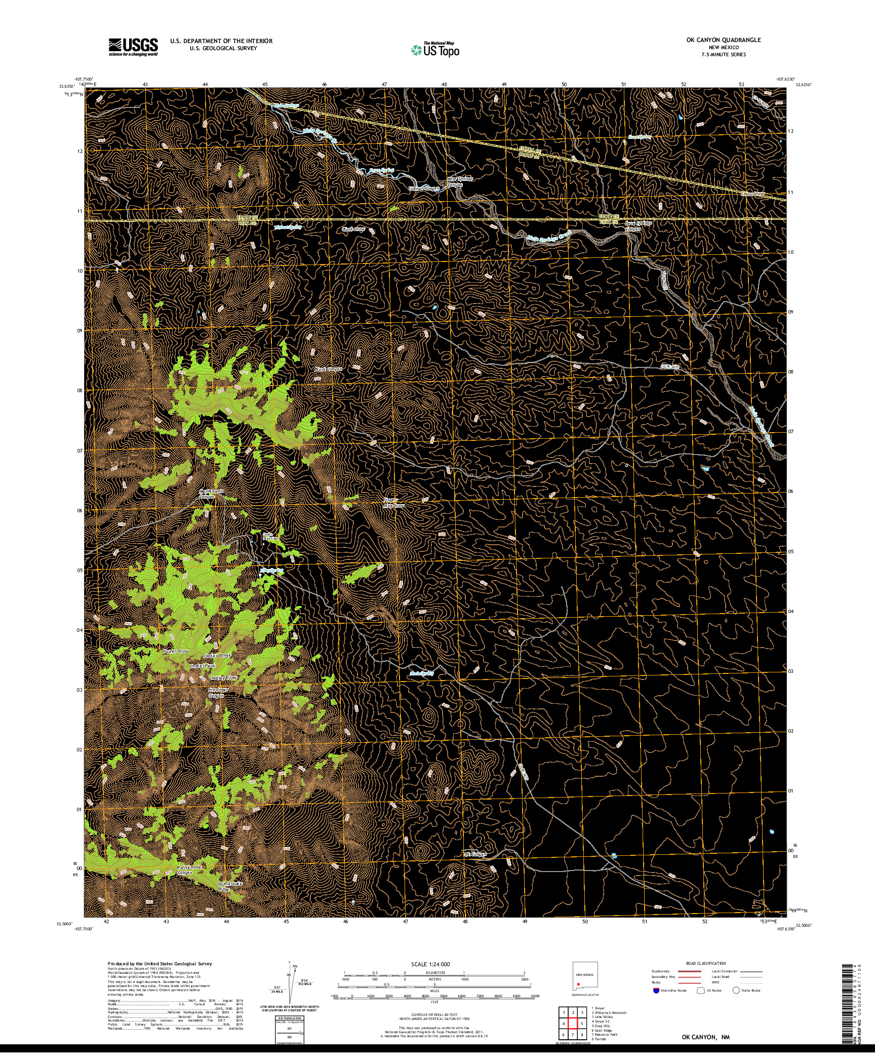 USGS US TOPO 7.5-MINUTE MAP FOR OK CANYON, NM 2020
