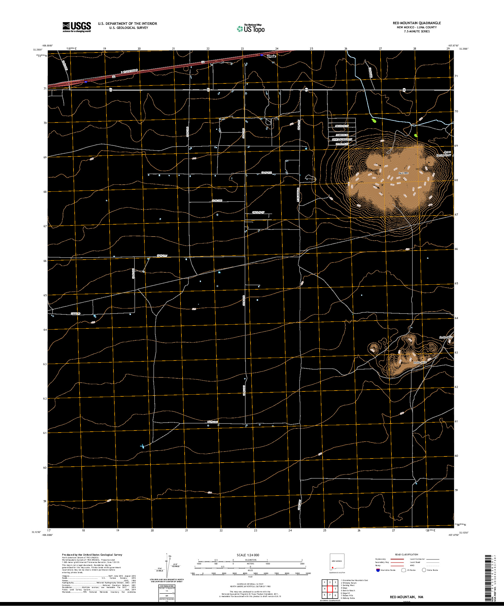 USGS US TOPO 7.5-MINUTE MAP FOR RED MOUNTAIN, NM 2020